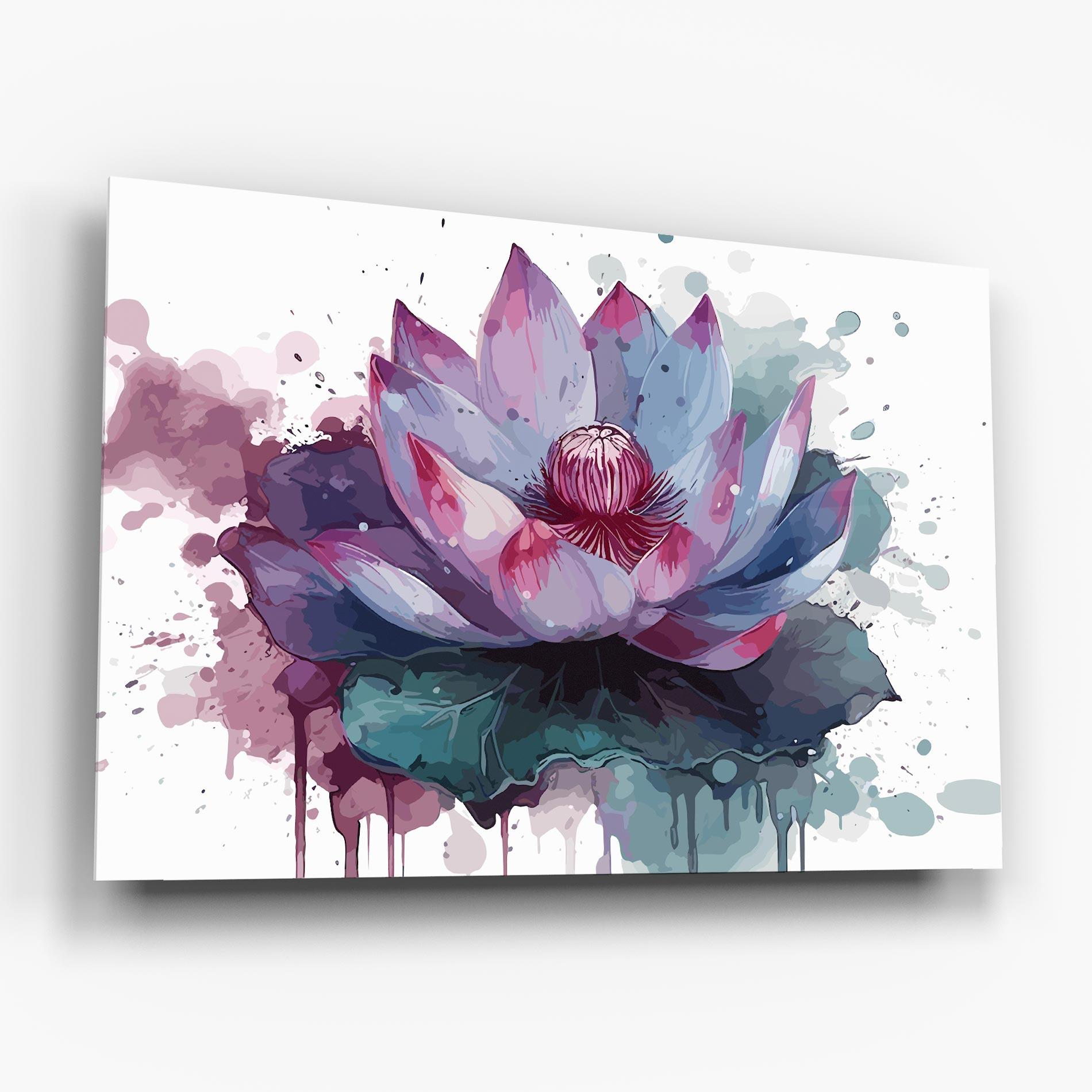 Glasbild Green Purple Lotus mockup 6