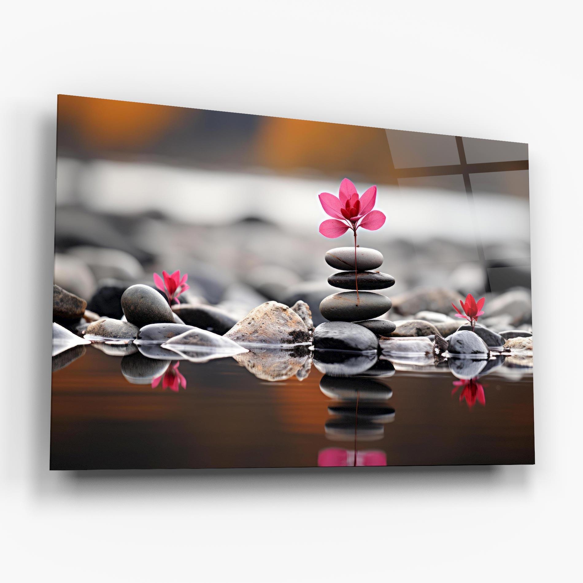 Glasbild Grey Rocks Flower mockup 6