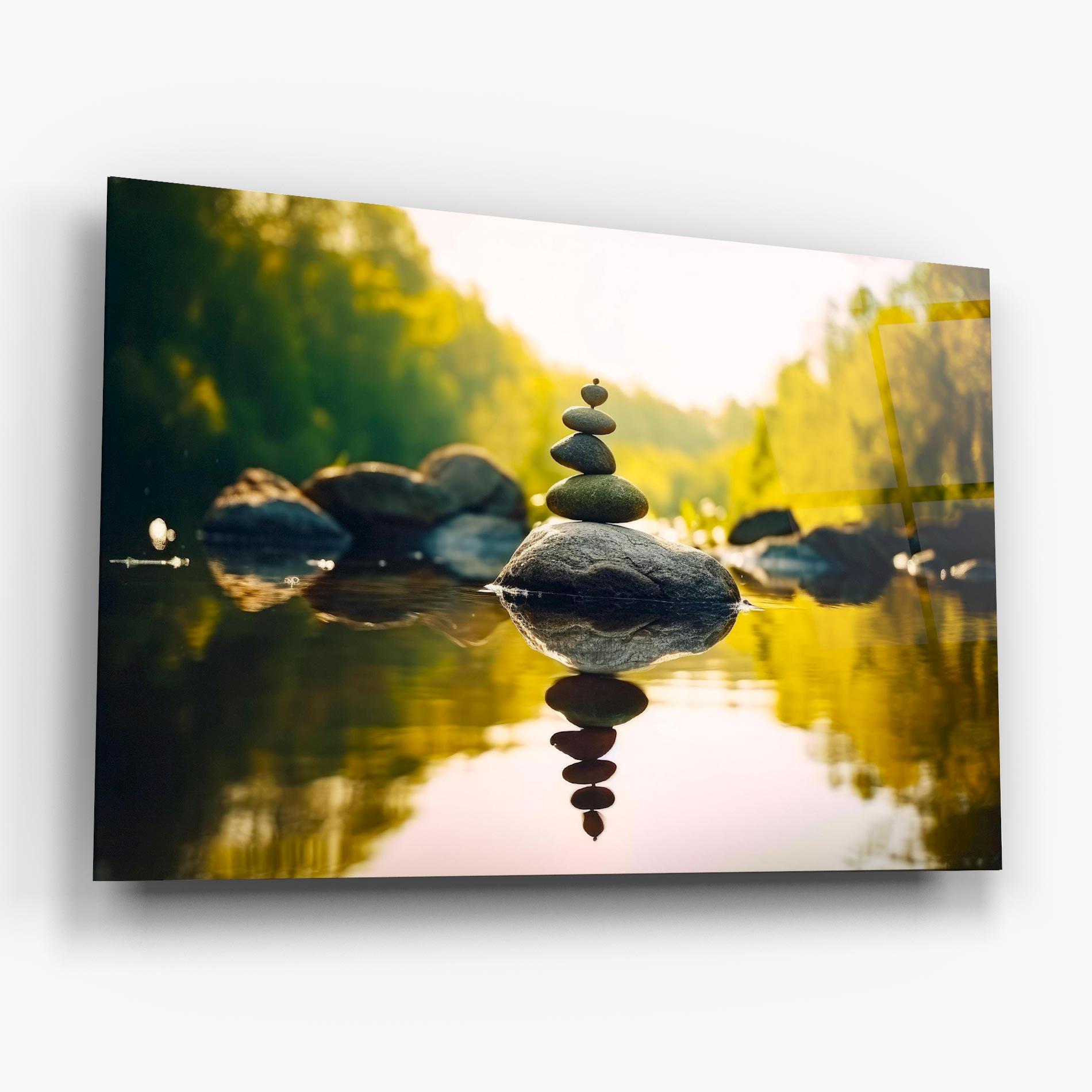Glasbild Lake Meditation Rocks mockup 6