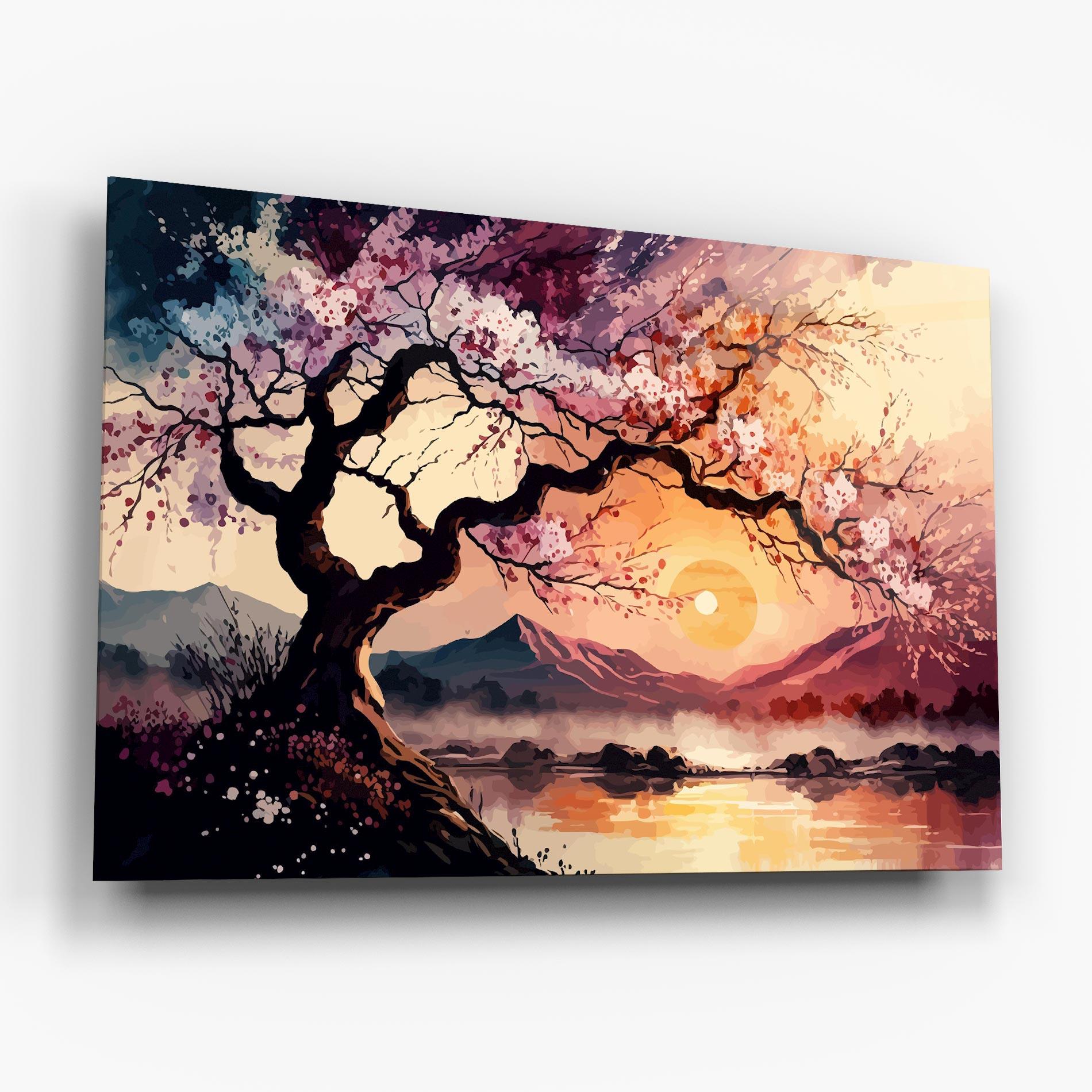 Glasbild Pink Tree Nature mockup 6