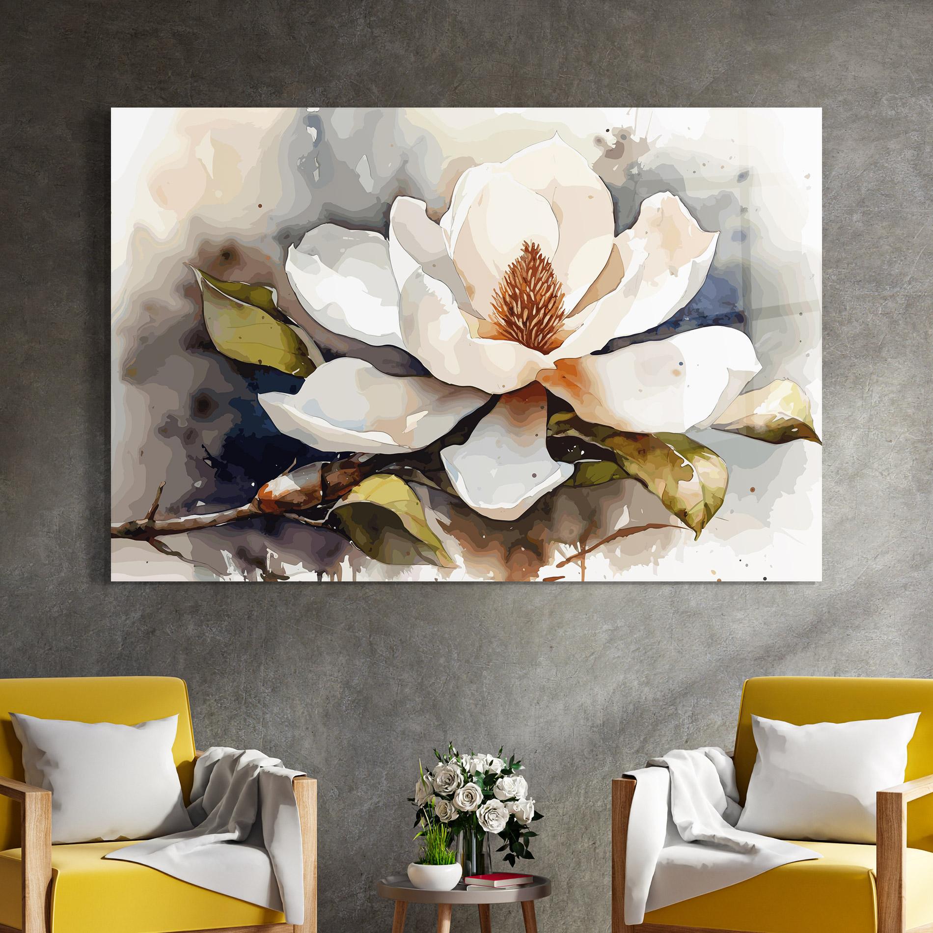 Glasbild Cream Nature Flower mockup 4