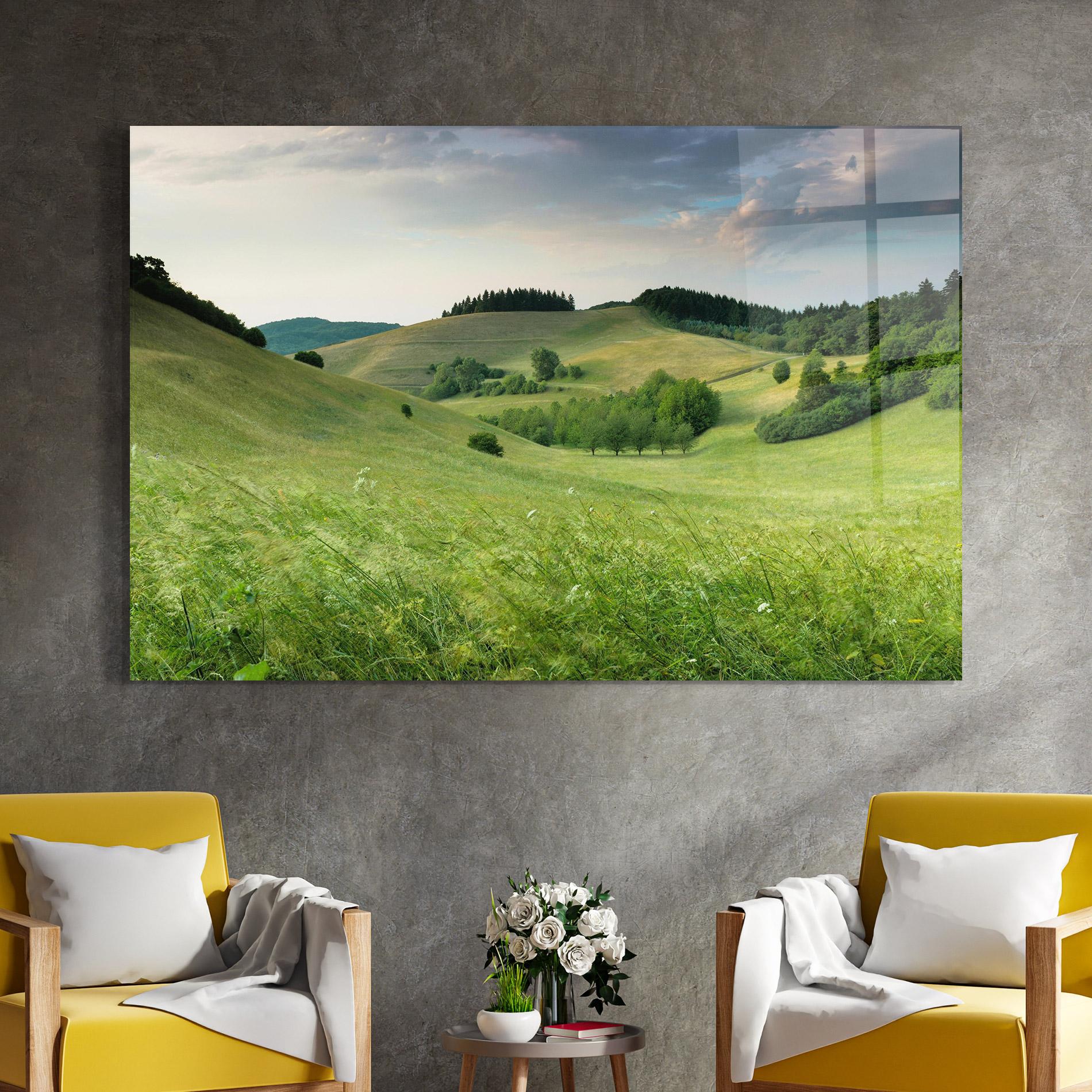 Glasbild Green Field View mockup 4