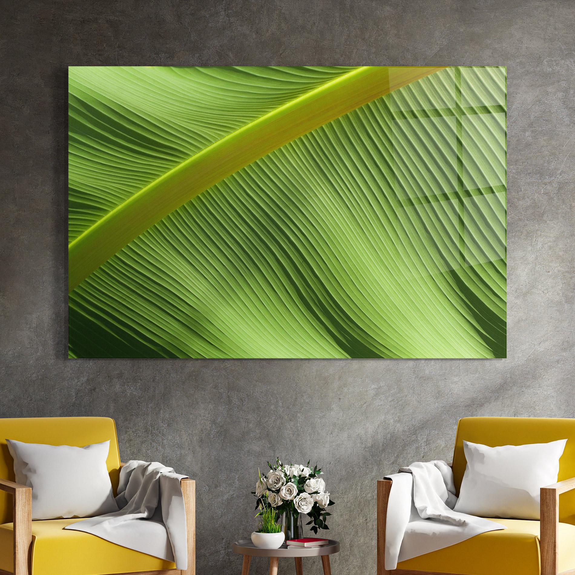 Glasbild Leaf Green Close Up mockup 4