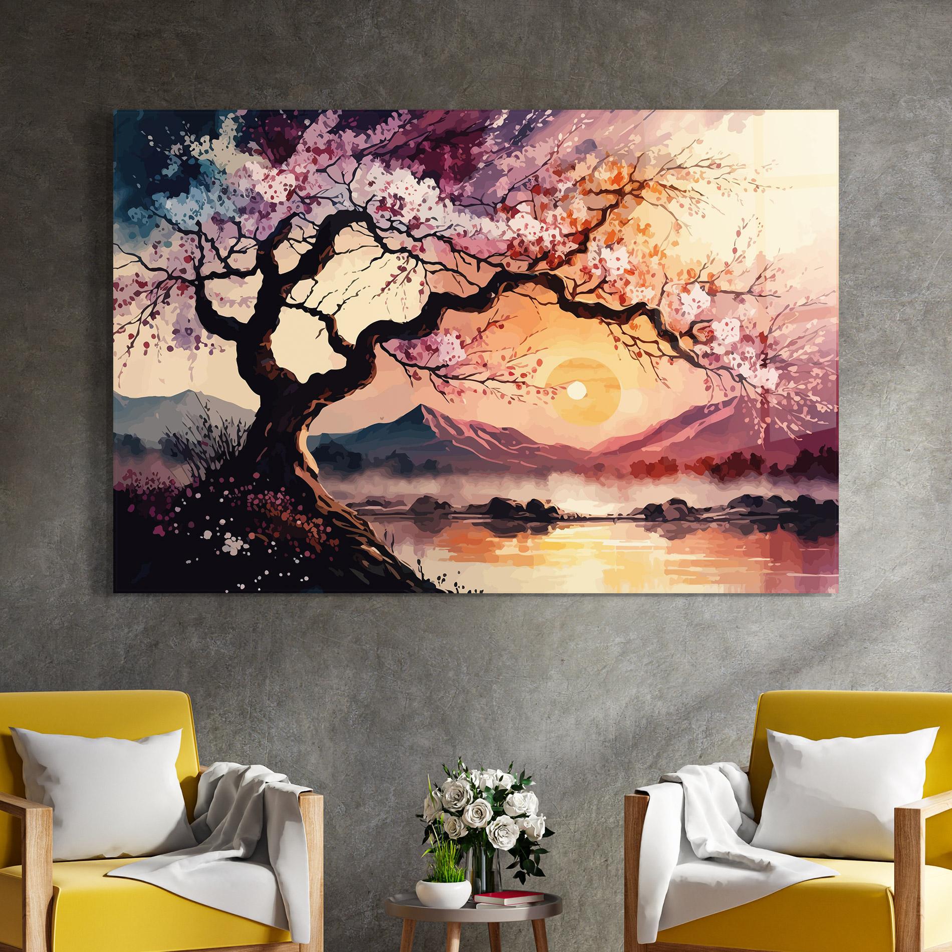 Glasbild Pink Tree Nature mockup 4