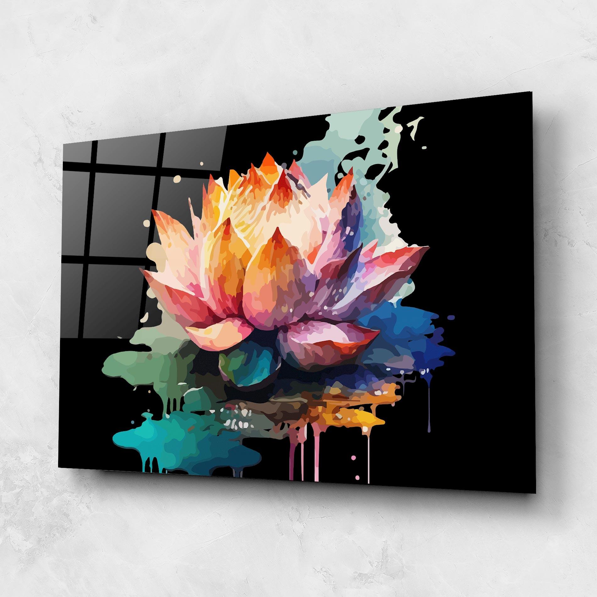 Glasbild Colorful Lotus mockup 1
