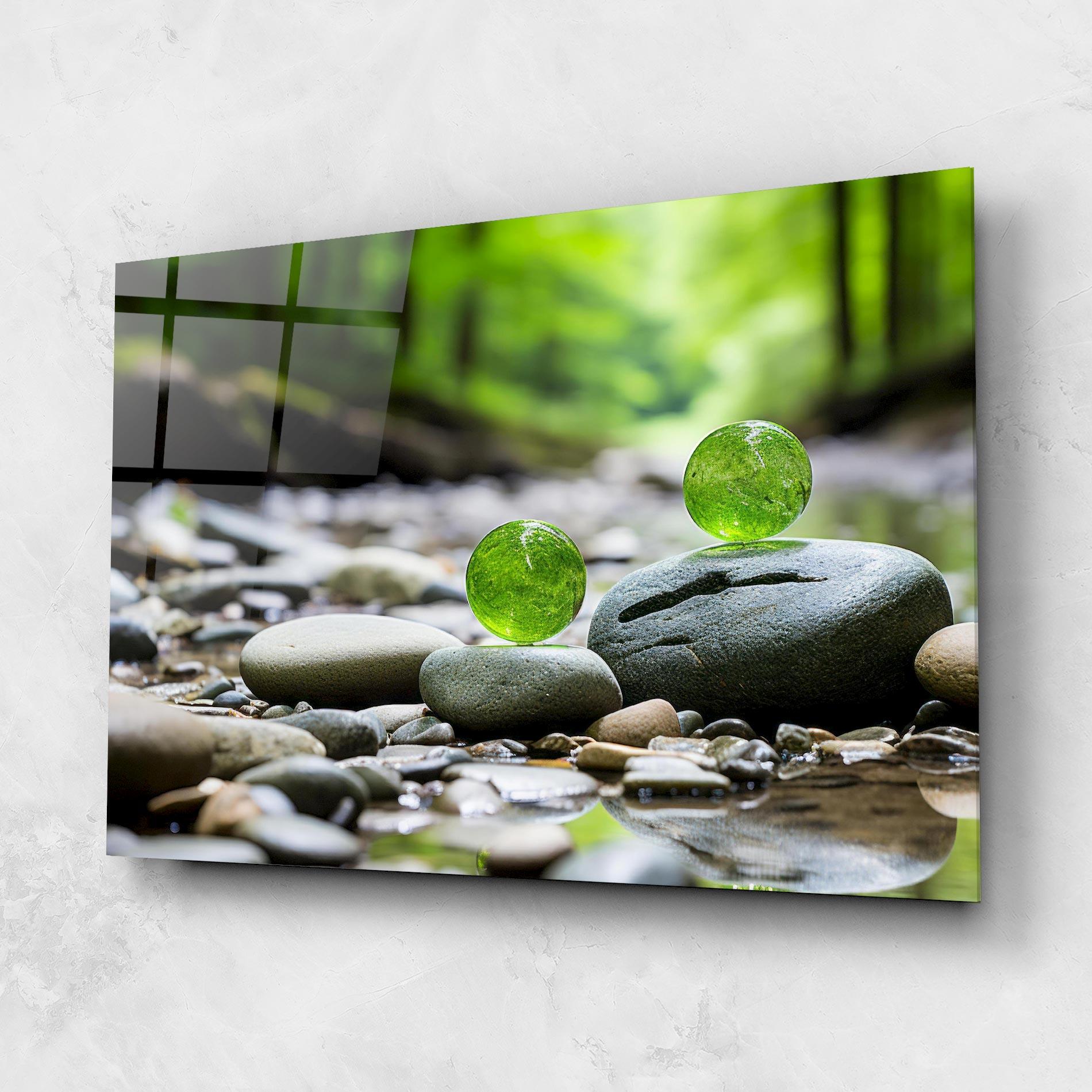 Glasbild Green Glass Balls mockup 1