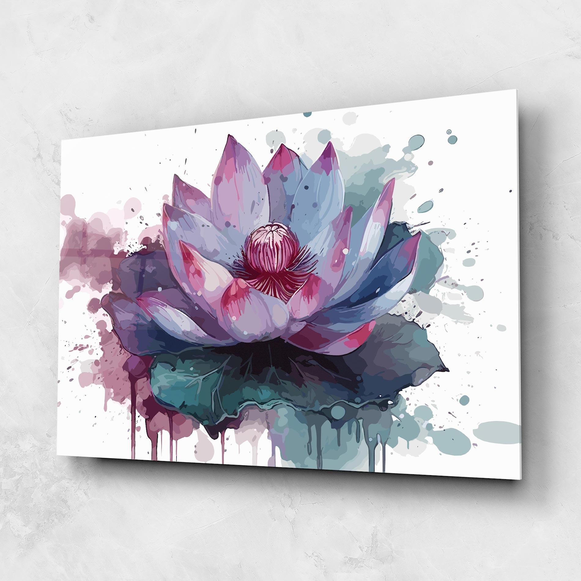 Glasbild Green Purple Lotus mockup 1