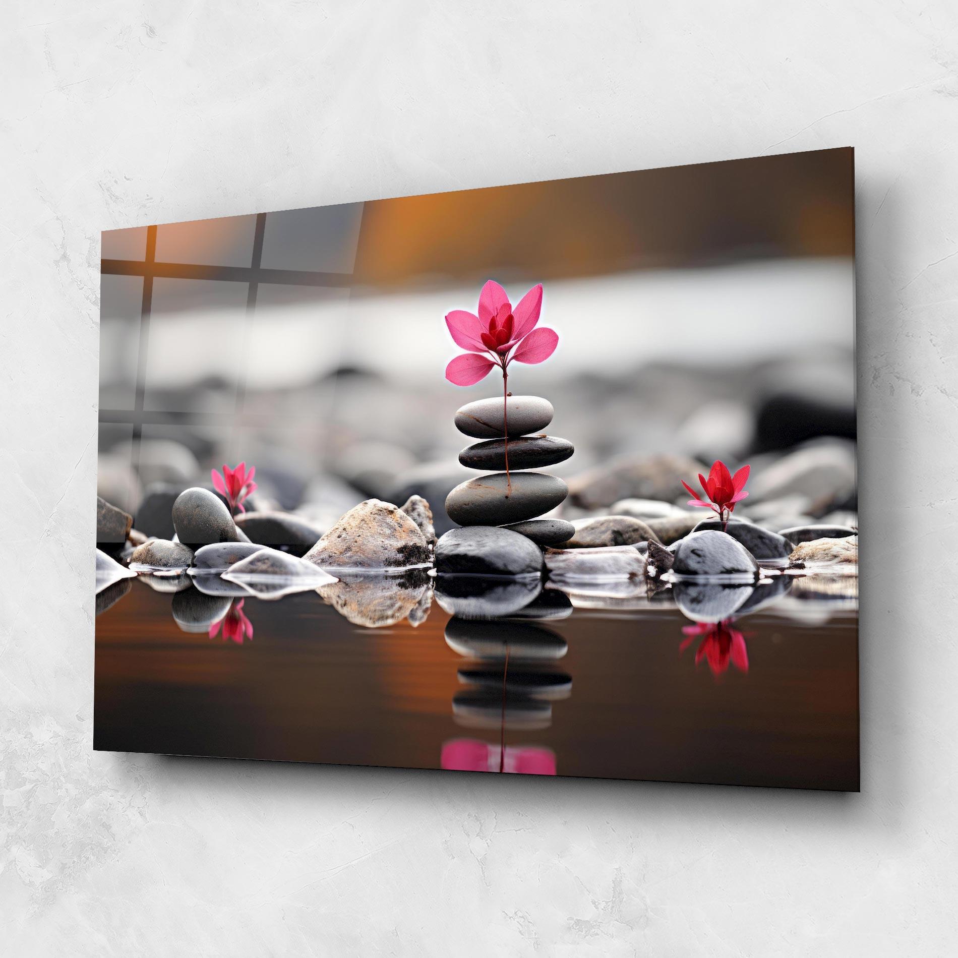Glasbild Grey Rocks Flower mockup 1