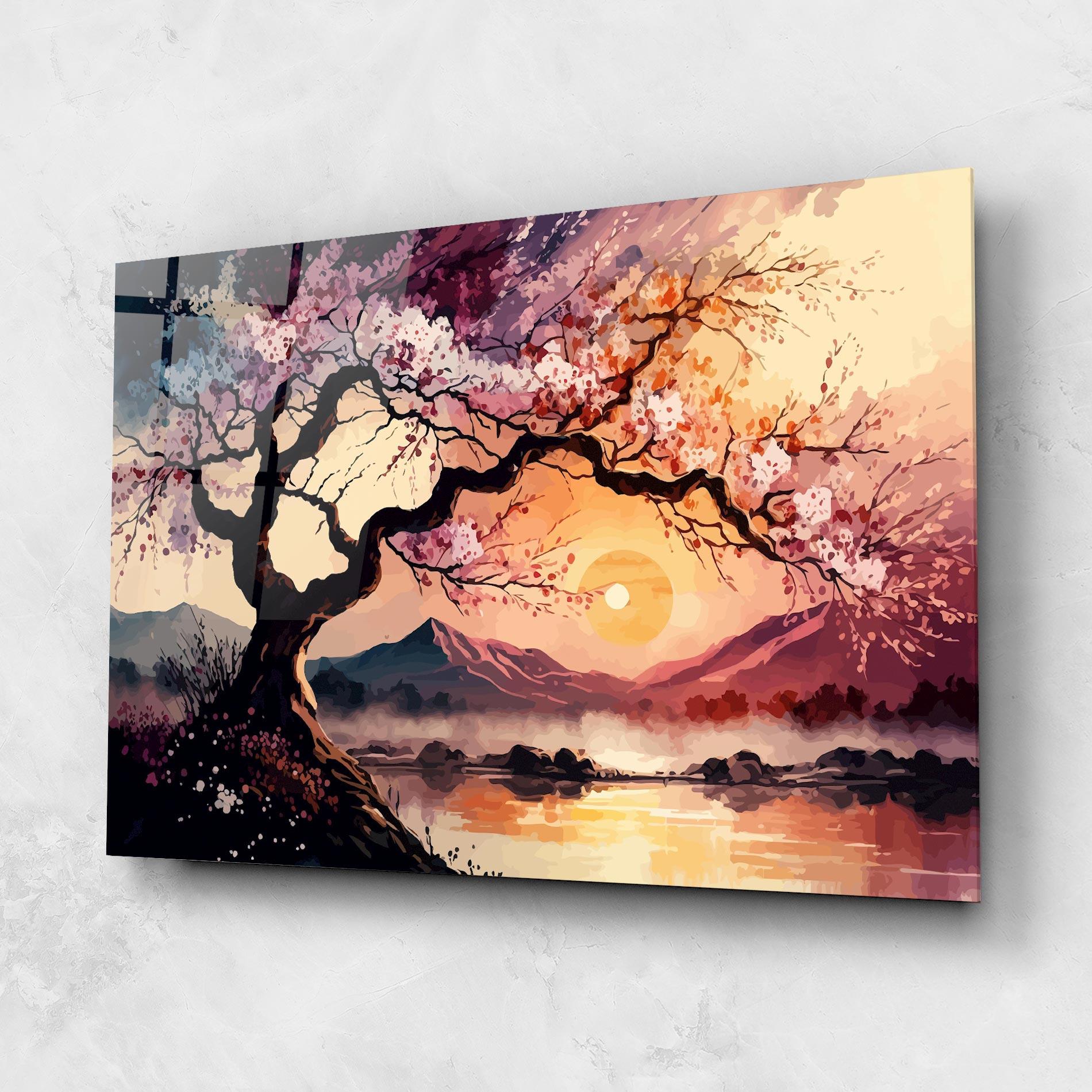 Glasbild Pink Tree Nature mockup 1