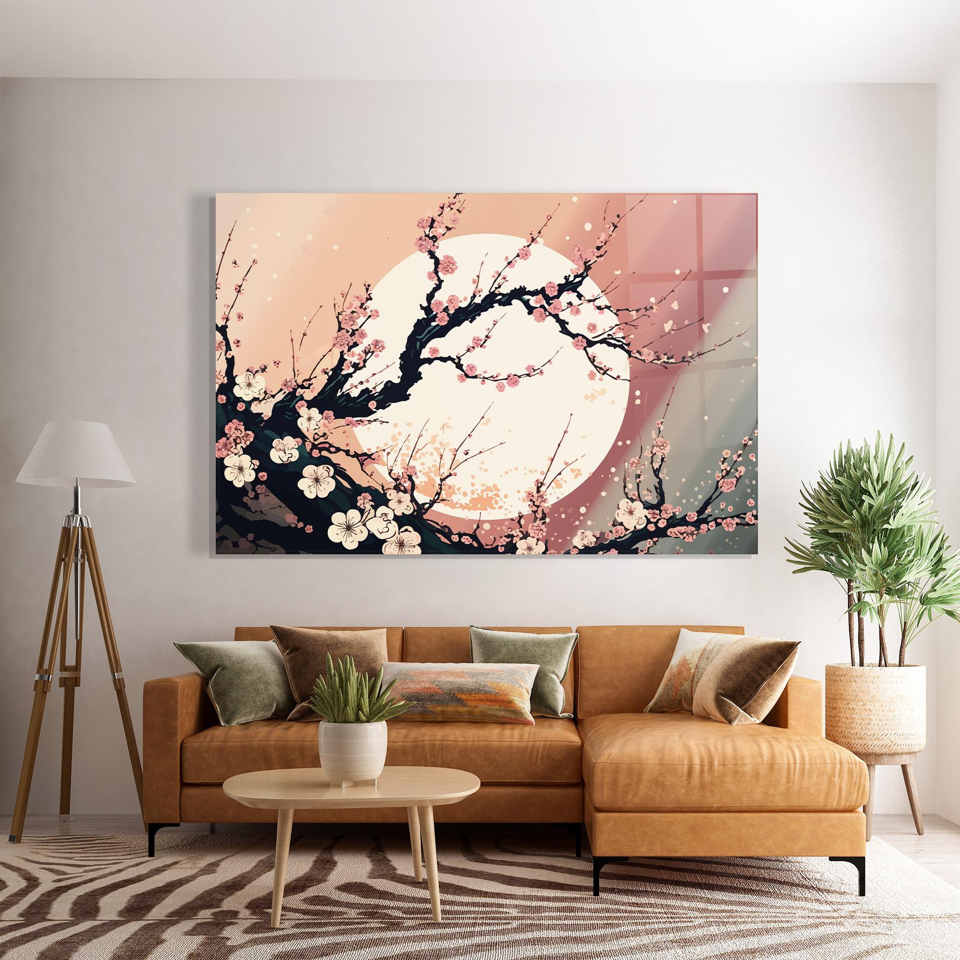 Glasbild Blossom Full Moon mockup 7