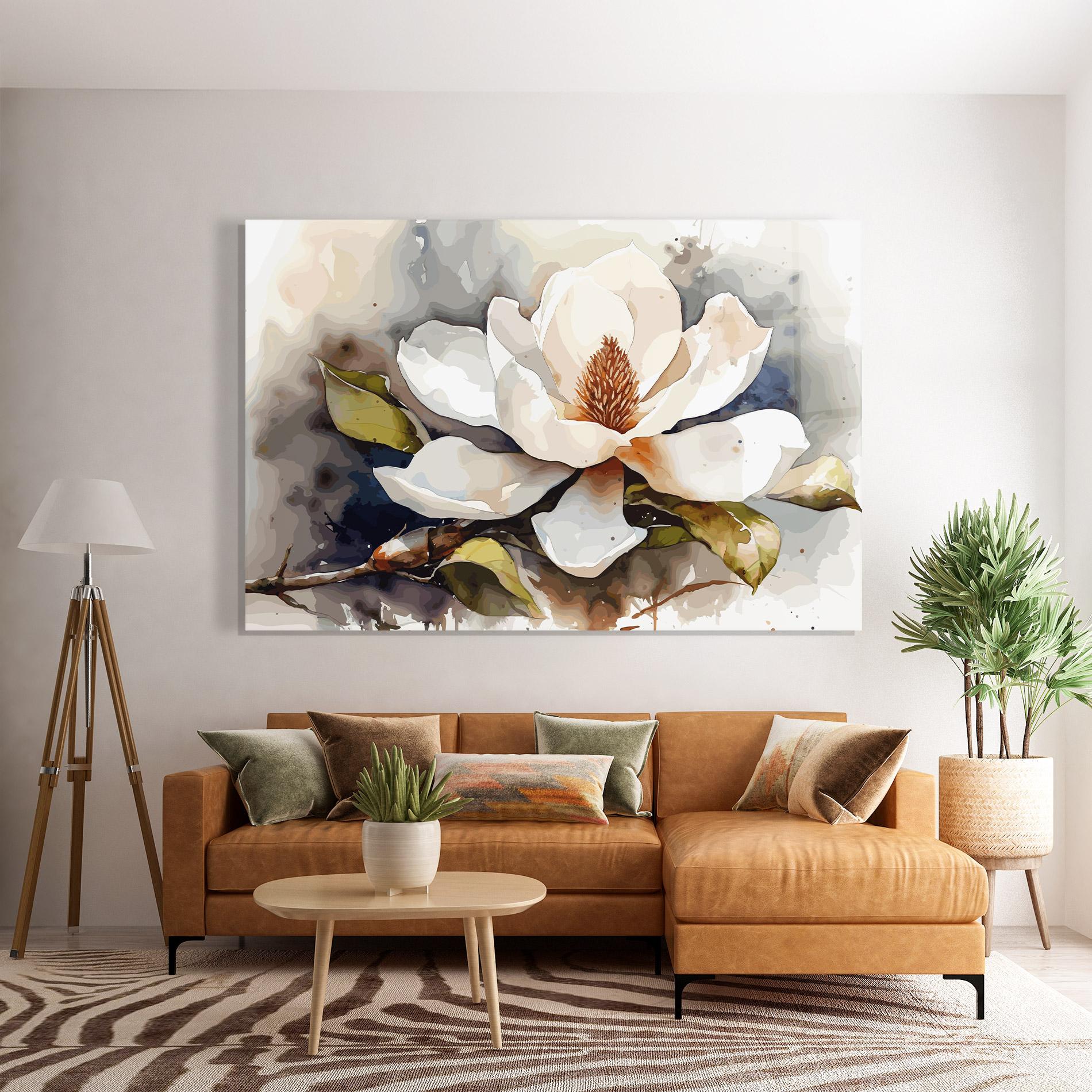 Glasbild Cream Nature Flower mockup 7