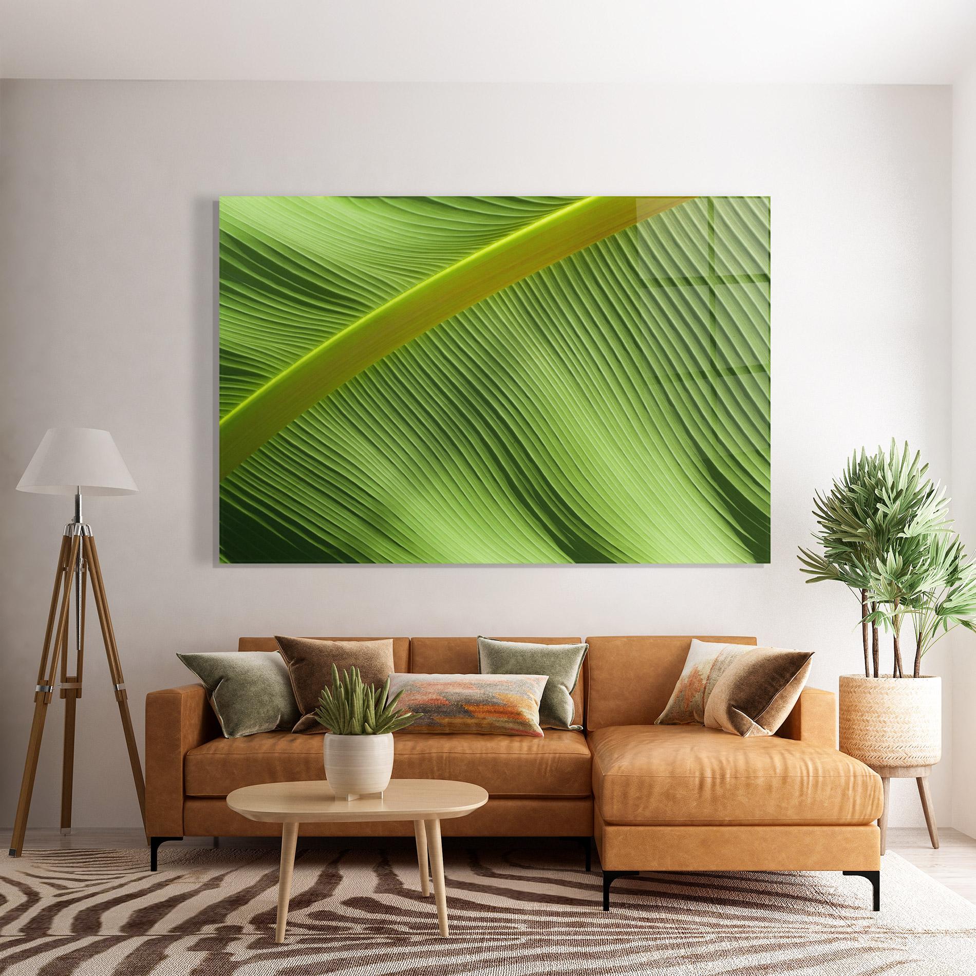 Glasbild Leaf Green Close Up mockup 7