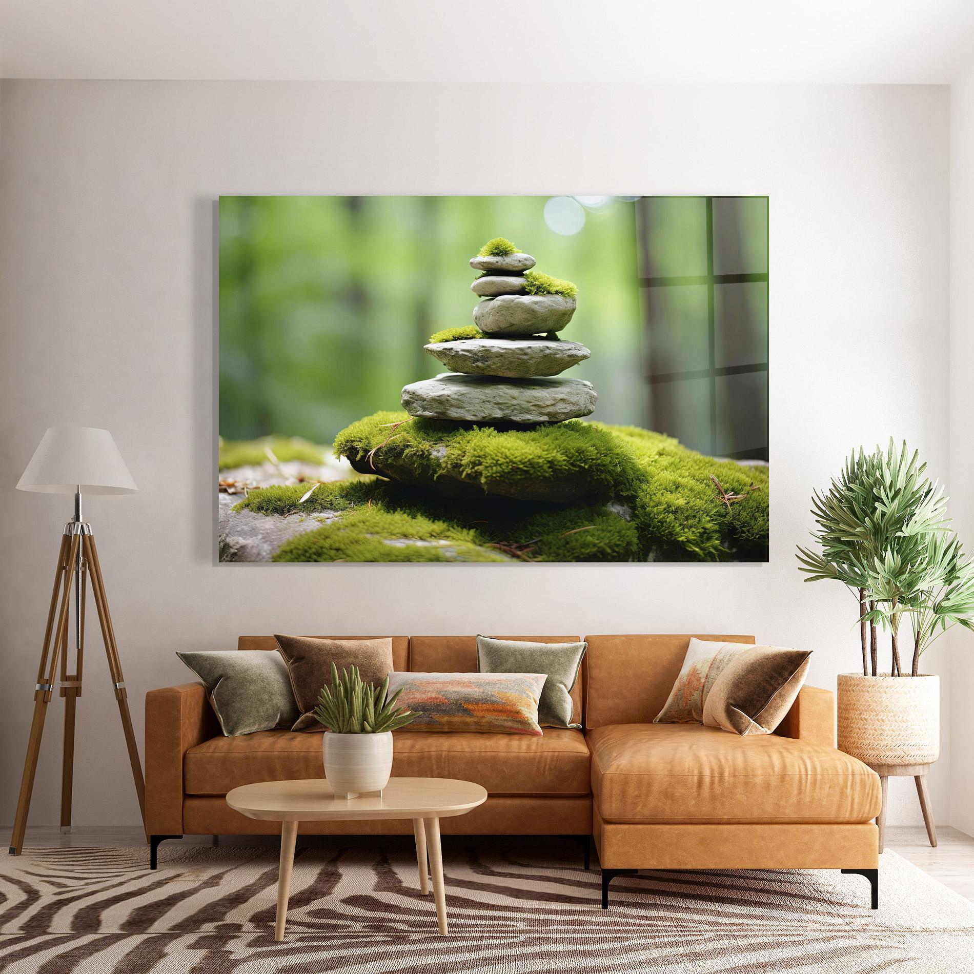 Glasbild Pile Gray Rock mockup 7