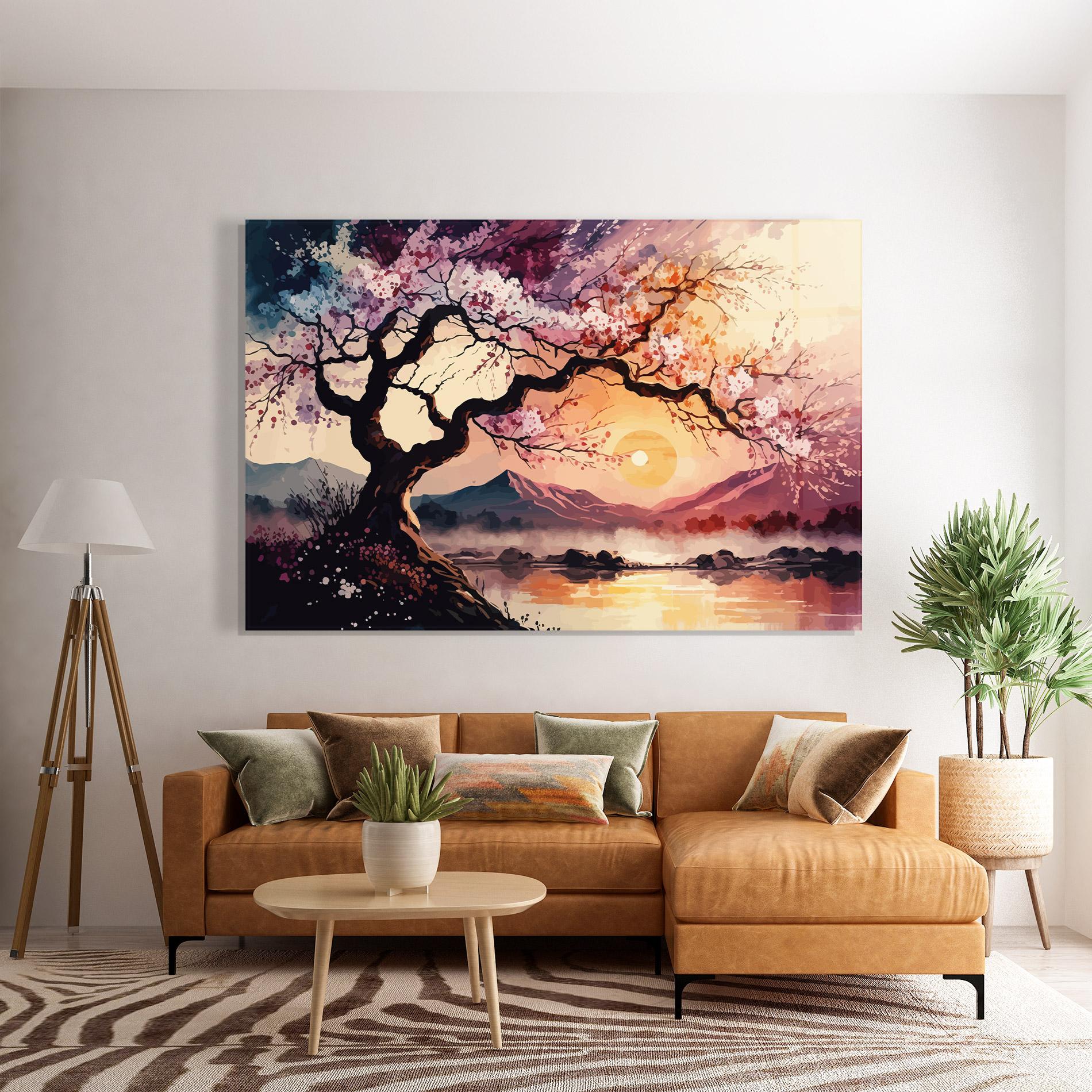 Glasbild Pink Tree Nature mockup 7