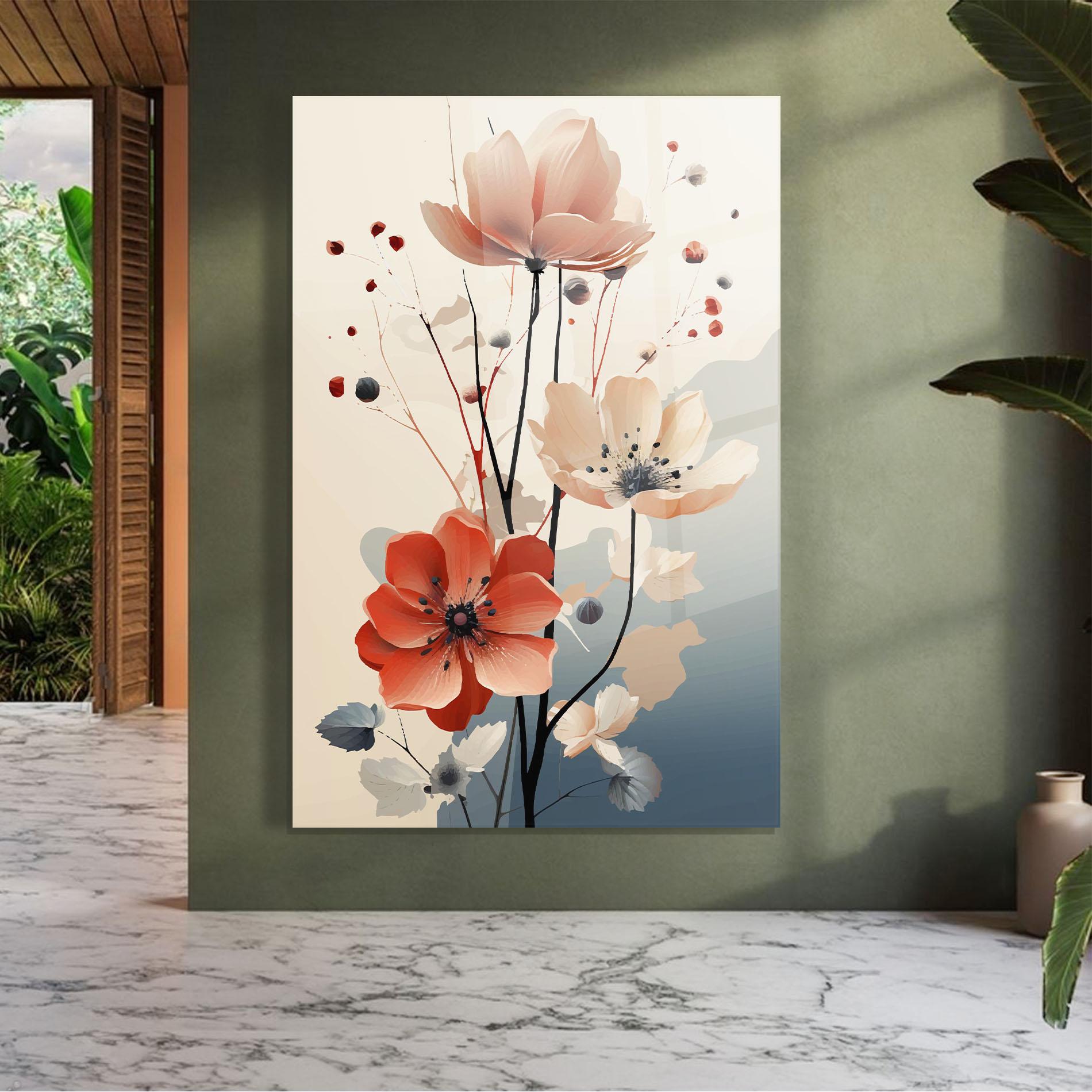 Glasbild Cream Flower Nature mockup 7