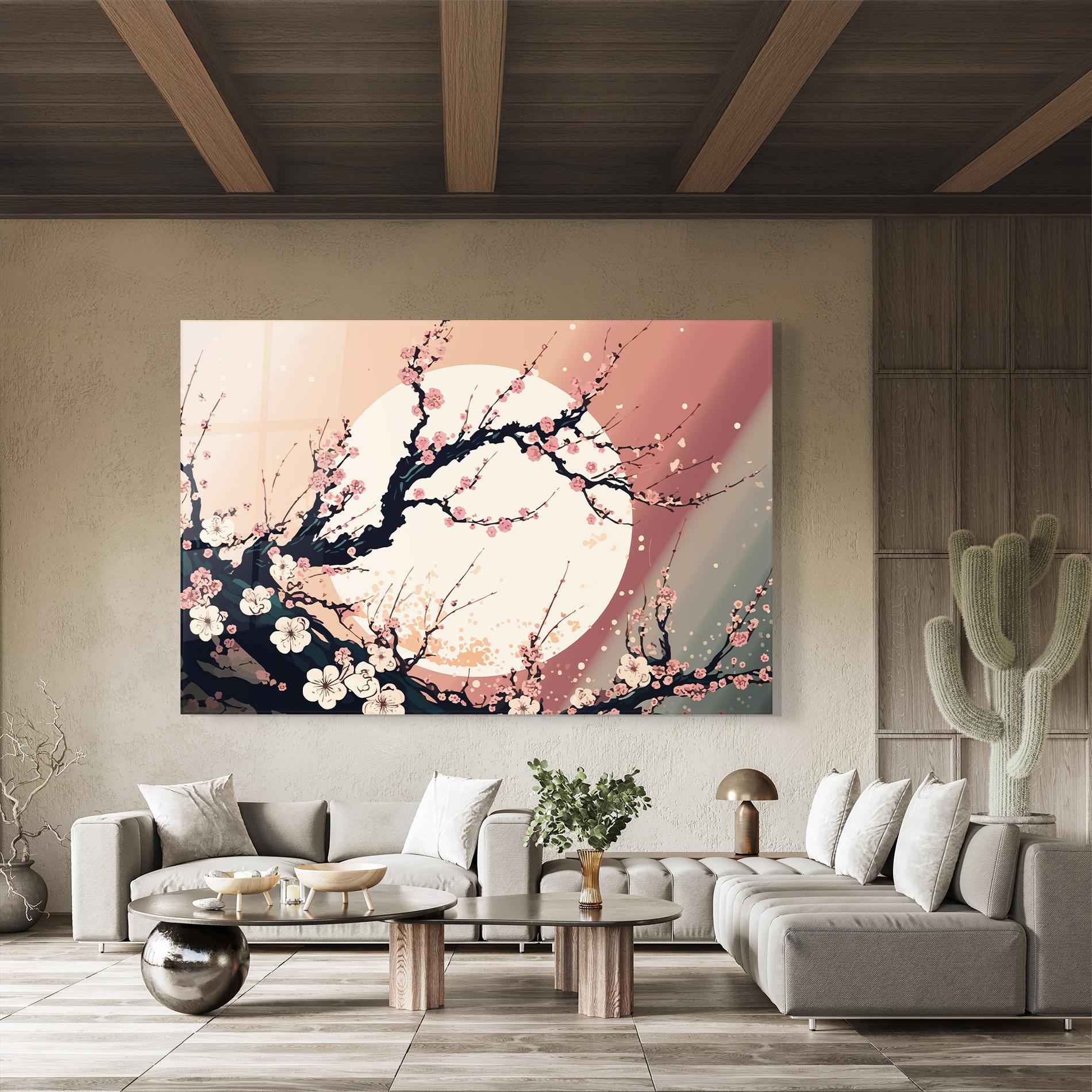 Glasbild Blossom Full Moon mockup 8