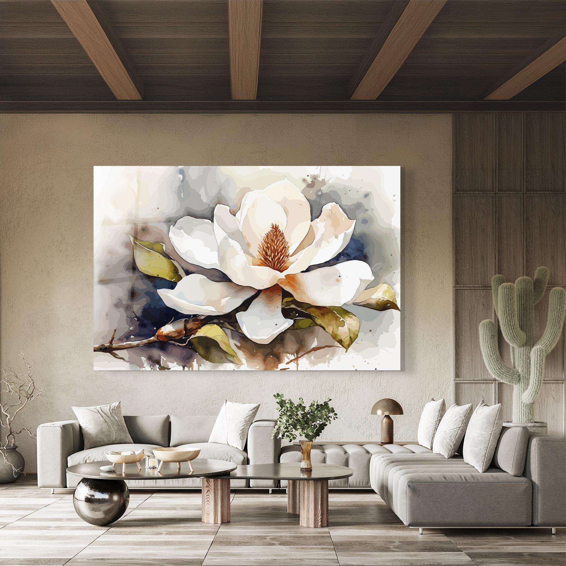 Glasbild Cream Nature Flower mockup 8