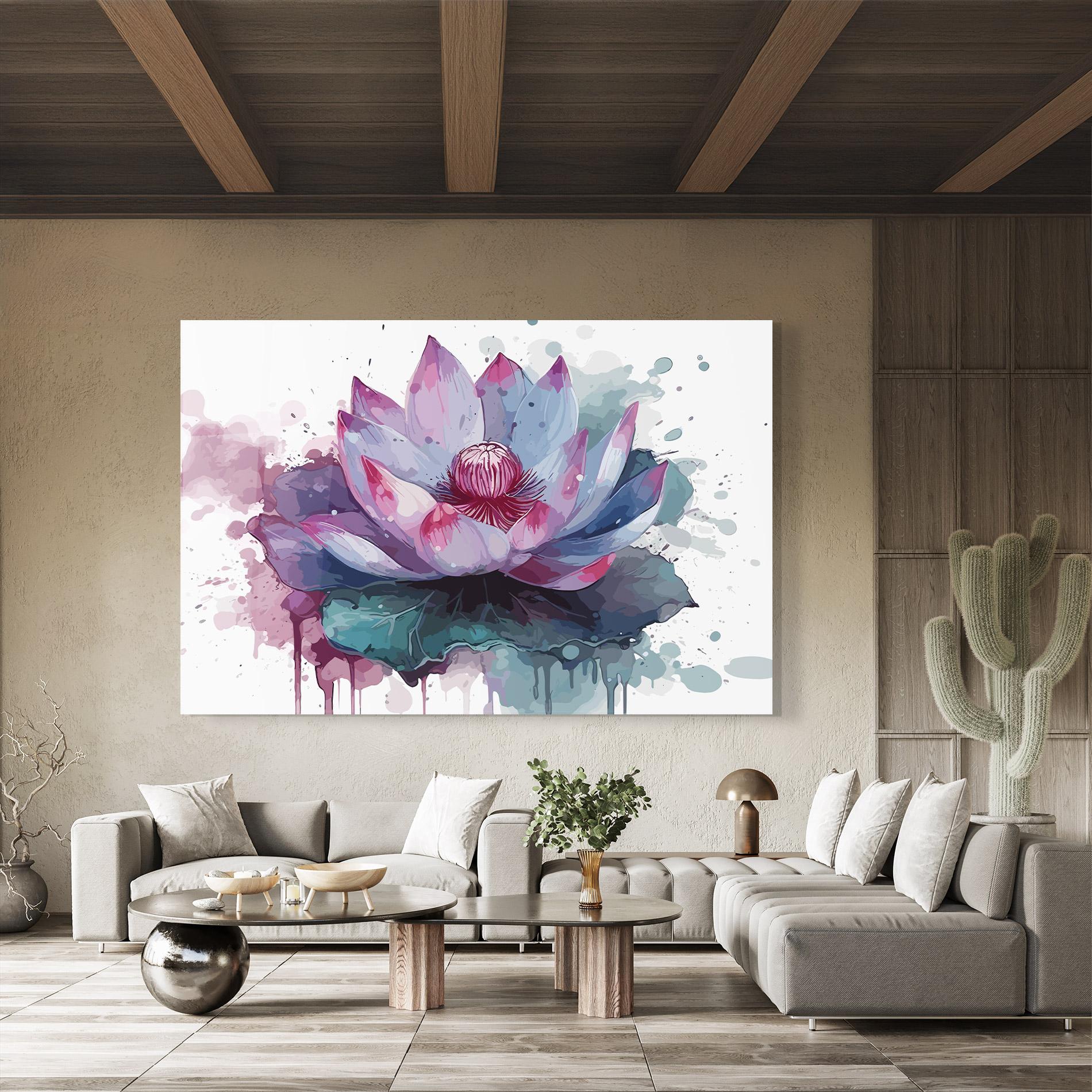 Glasbild Green Purple Lotus mockup 8