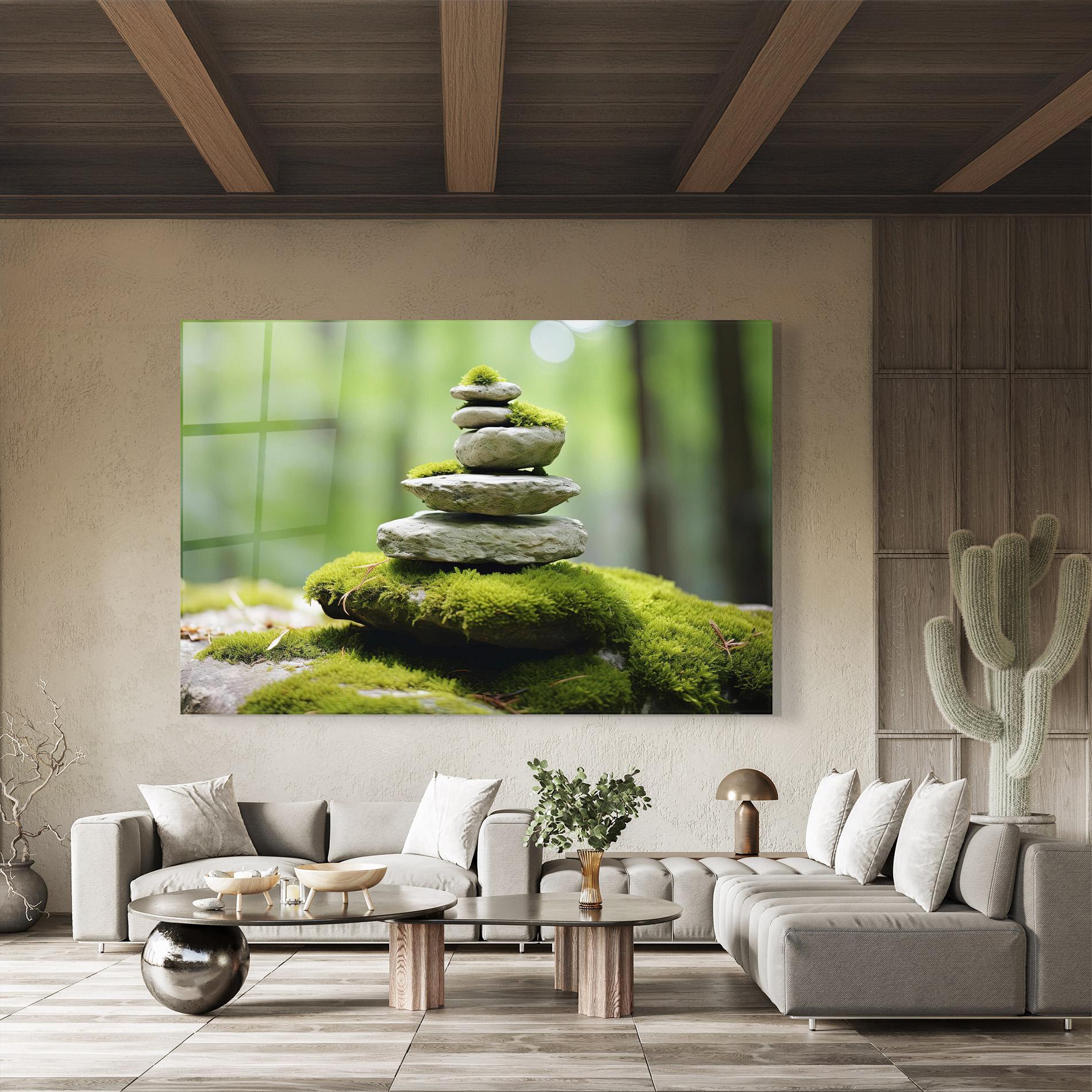 Glasbild Pile Gray Rock mockup 8