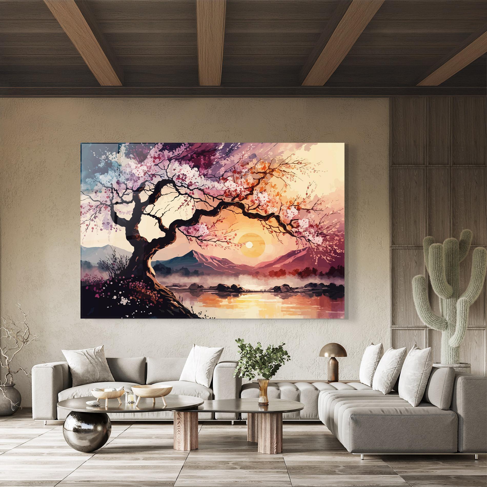 Glasbild Pink Tree Nature mockup 8