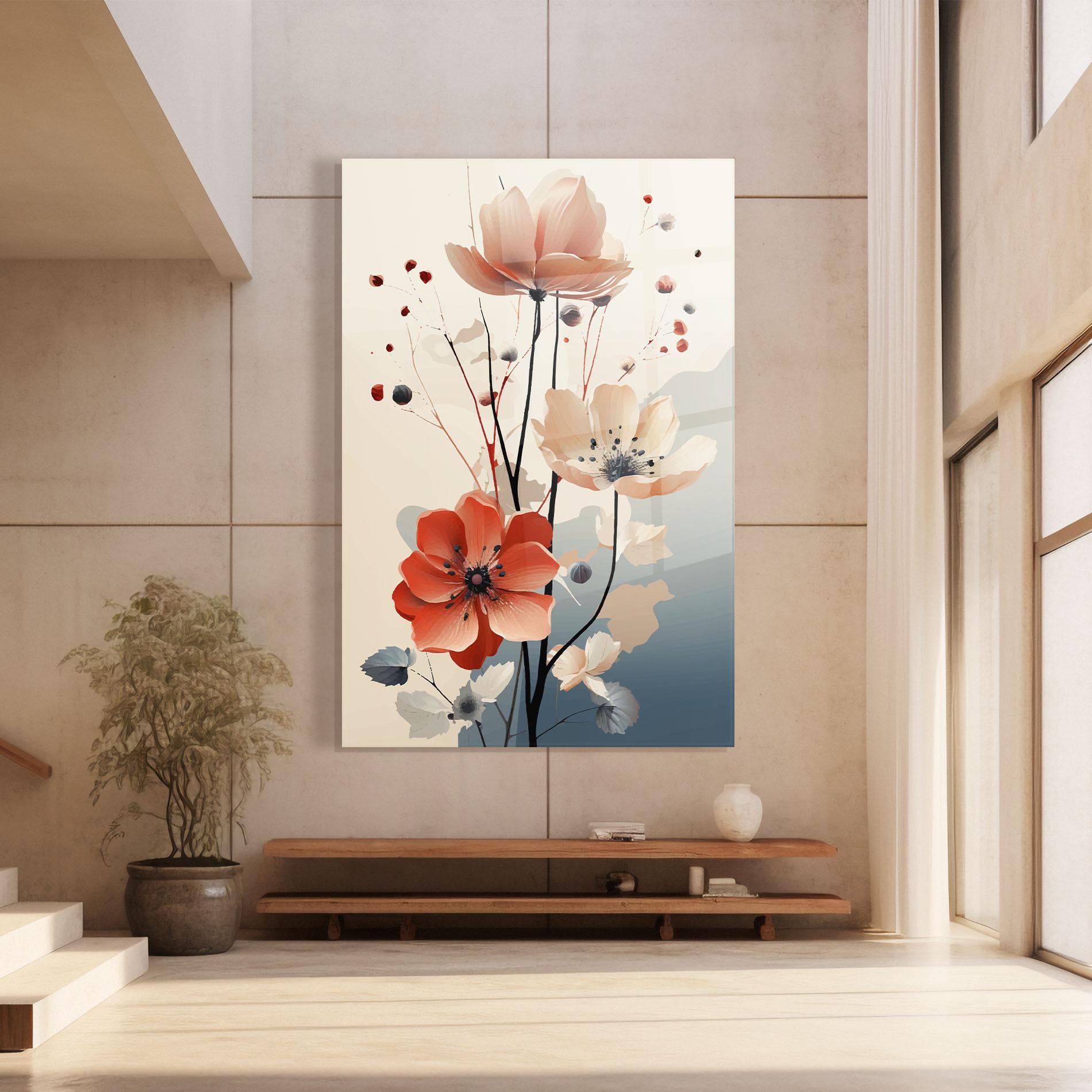 Glasbild Cream Flower Nature mockup 8