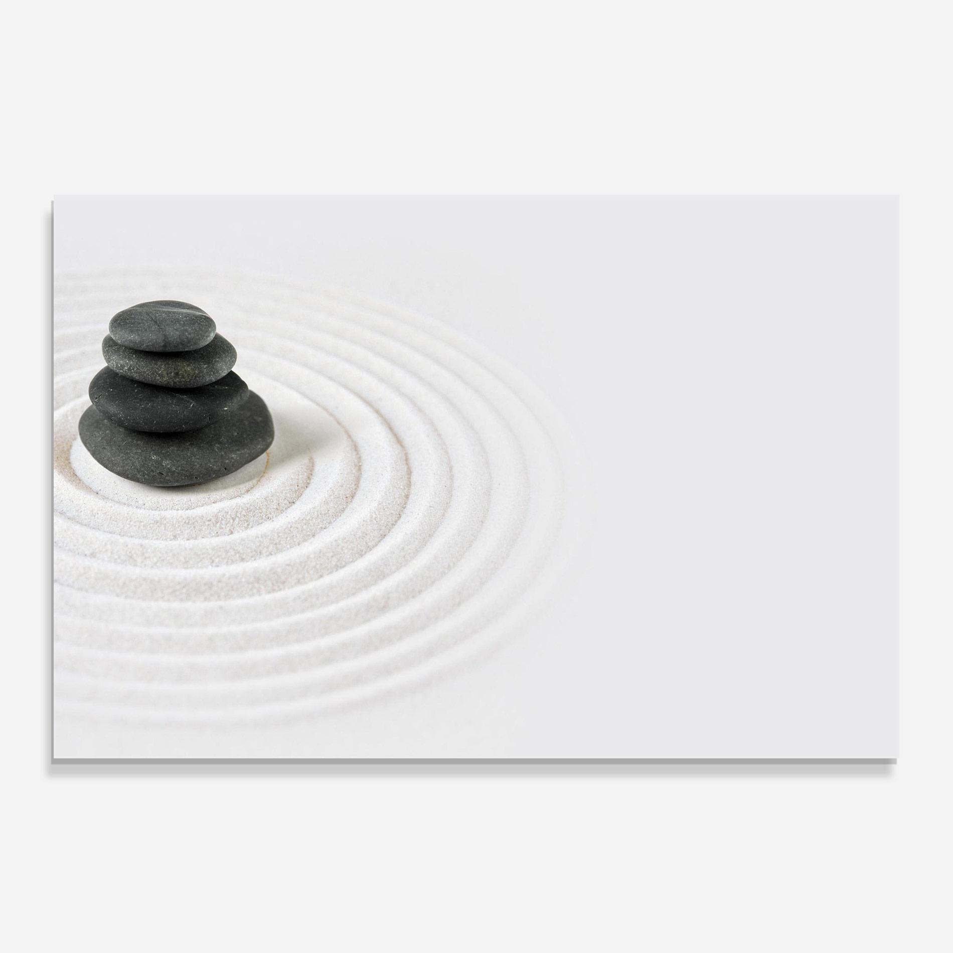 Glasbild Black Stones Sand mockup 0