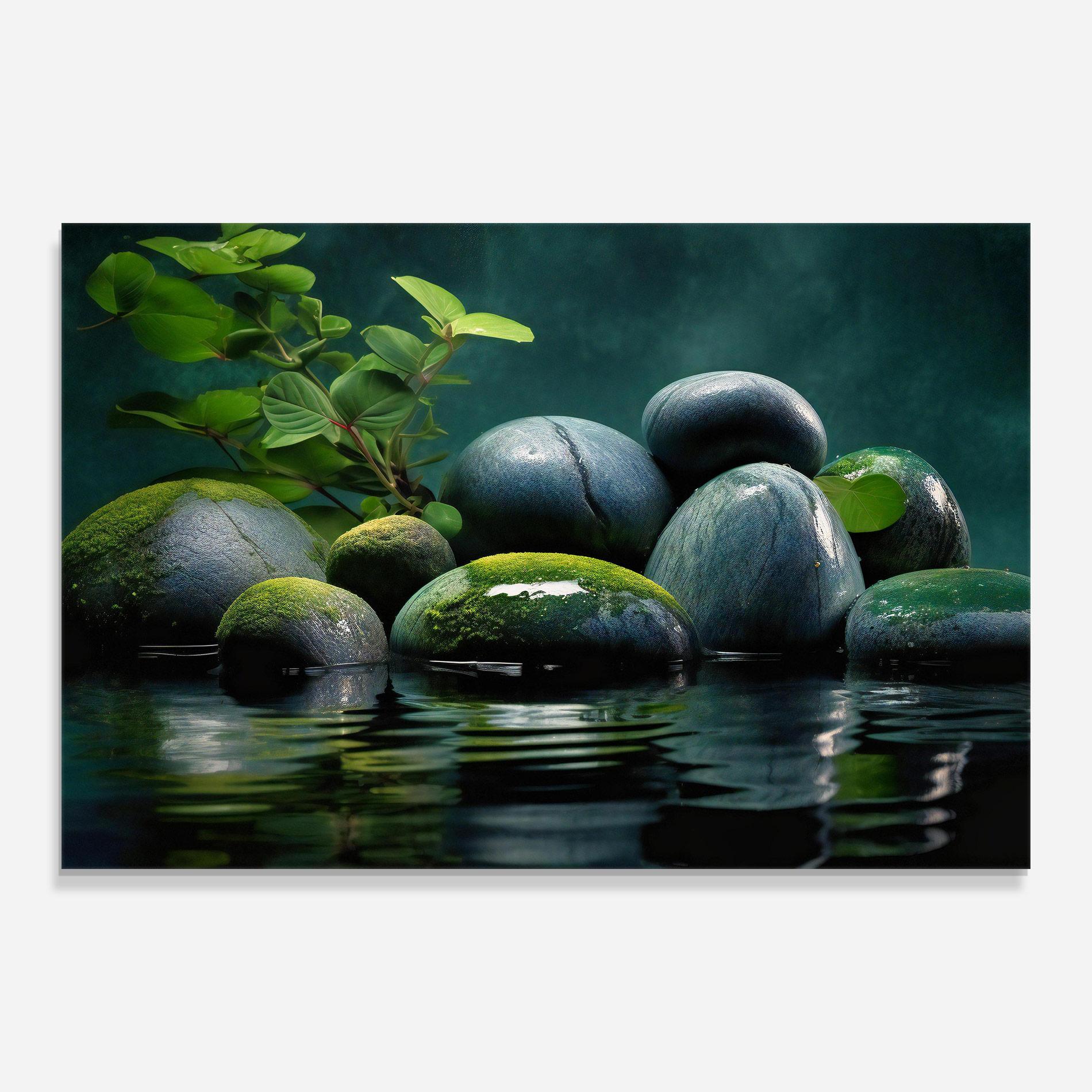 Glasbild Green Stone Nature mockup 0