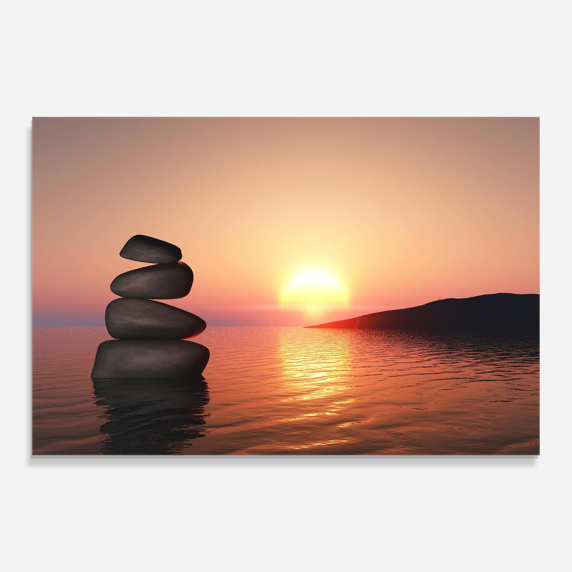 Glasbild Peace And Sunset mockup 0