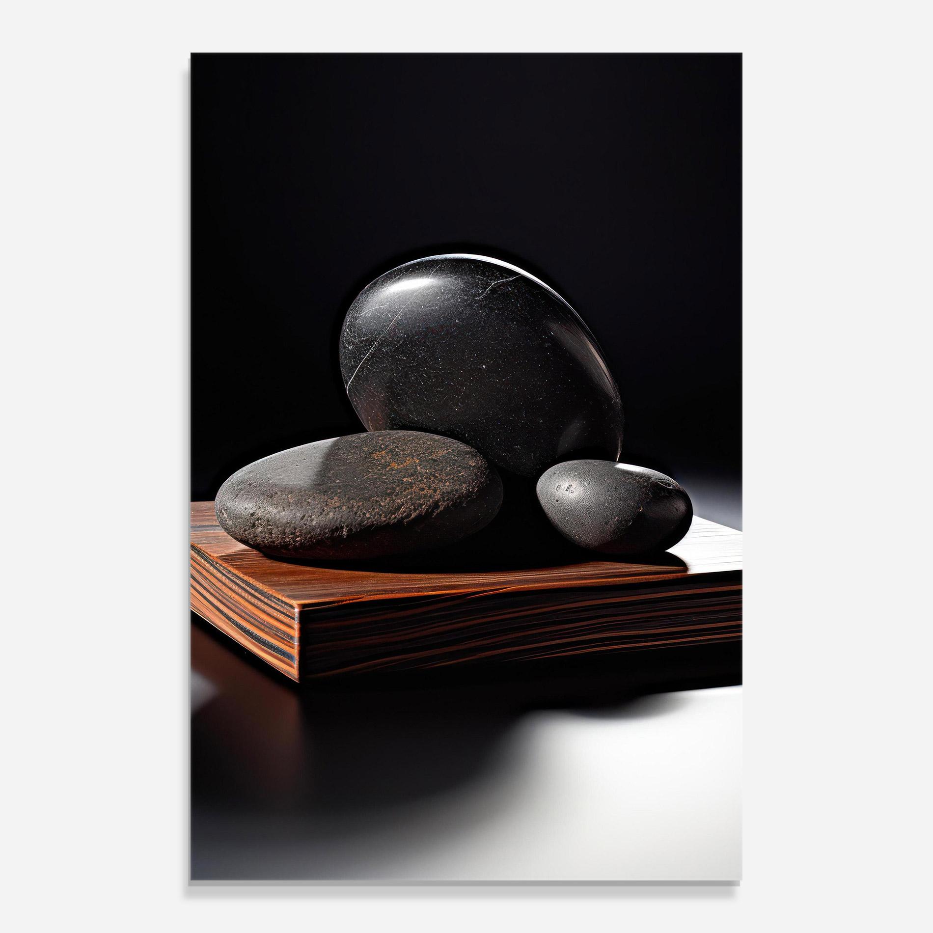 Glasbild Black Zen Stones mockup 0