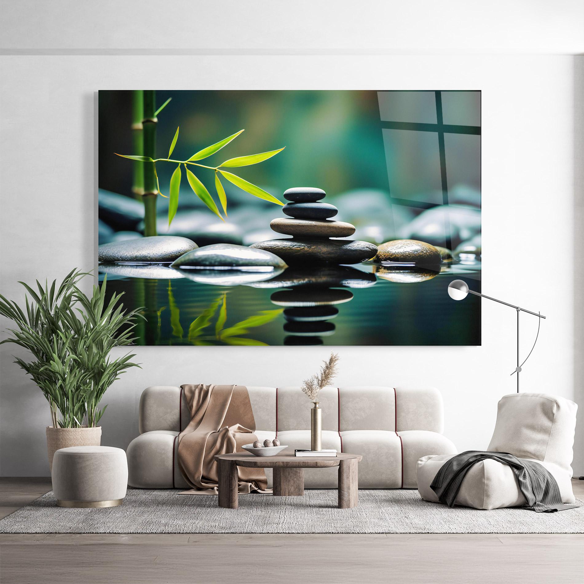 Glasbild Bamboo Stones mockup 9
