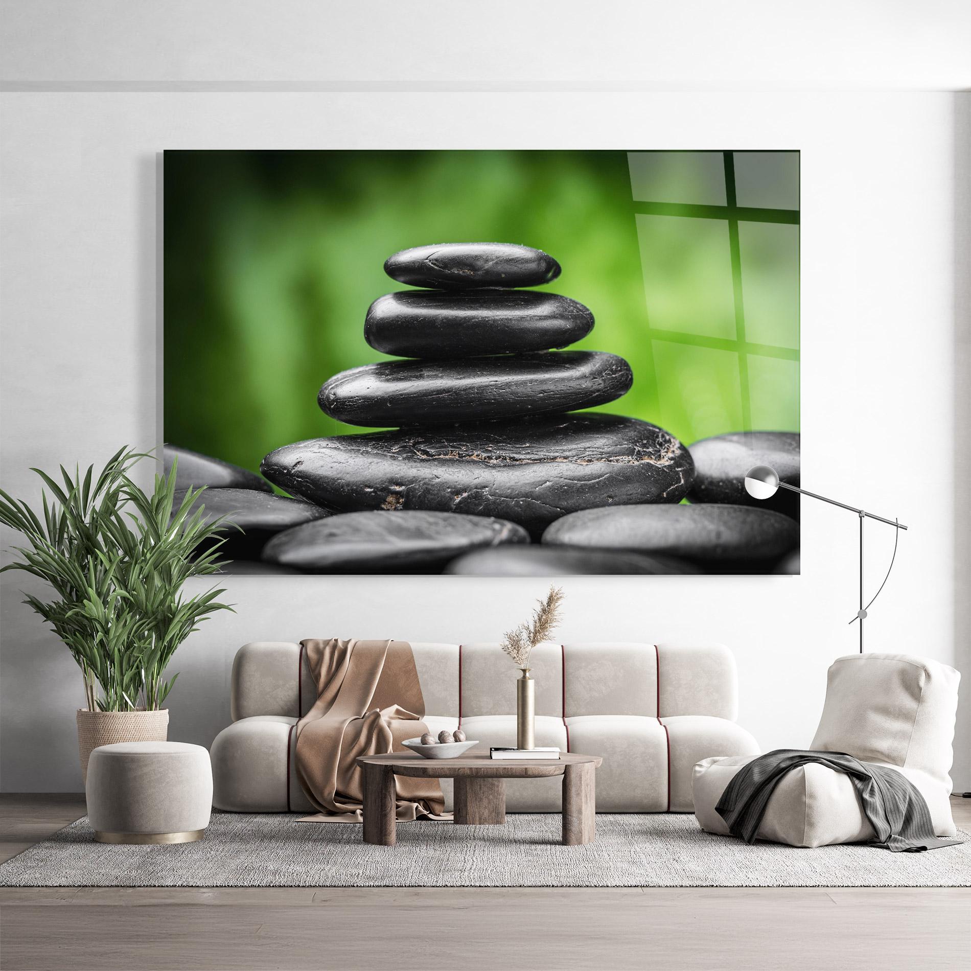 Glasbild Black Stone Meditation mockup 9