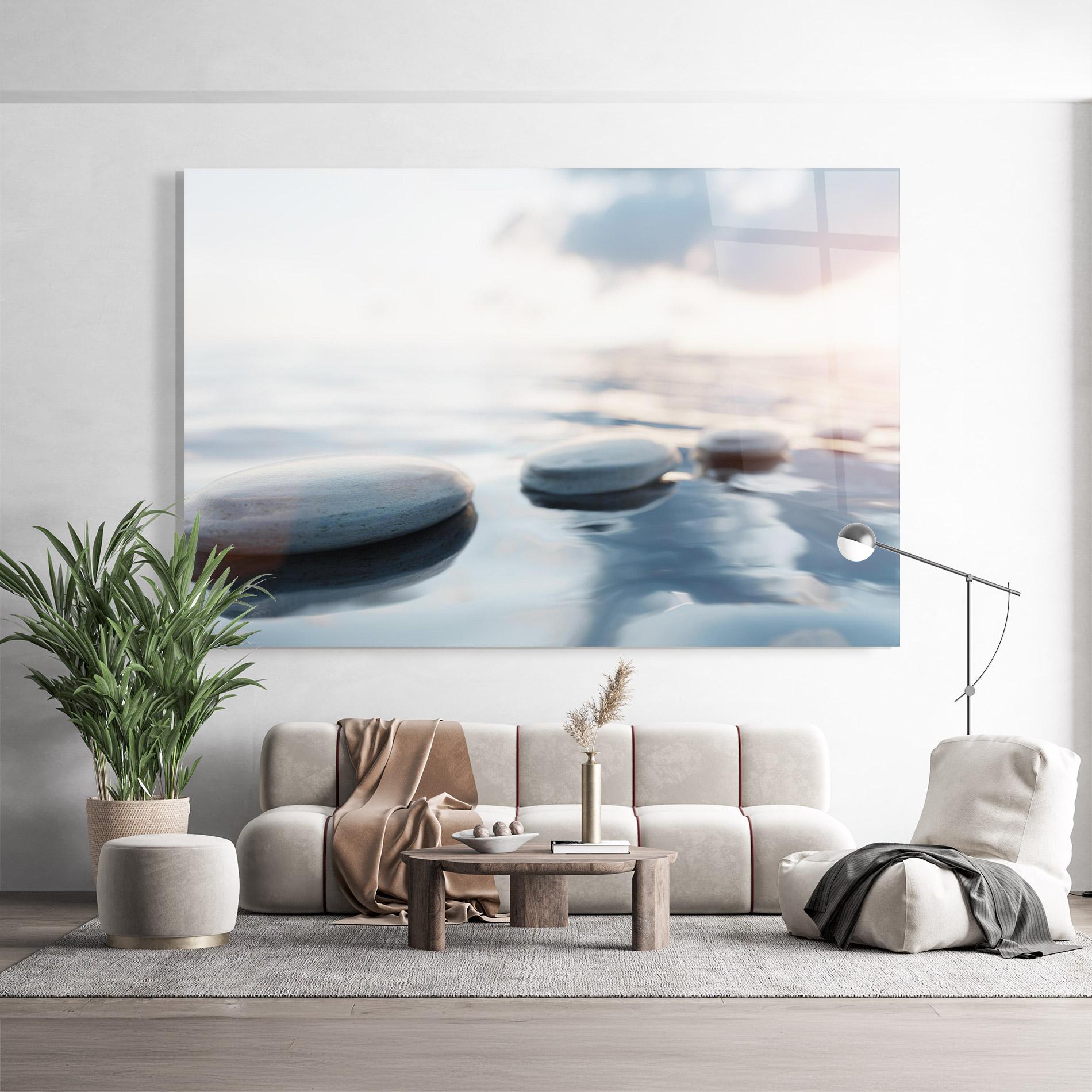 Glasbild Calm Water Stone mockup 9