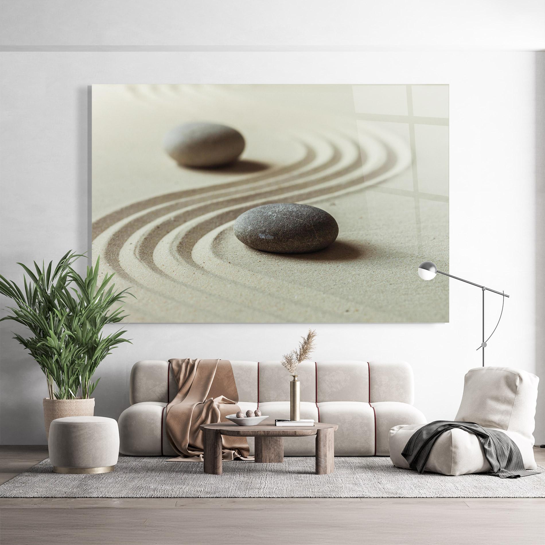 Glasbild Cream Sand Stones mockup 9