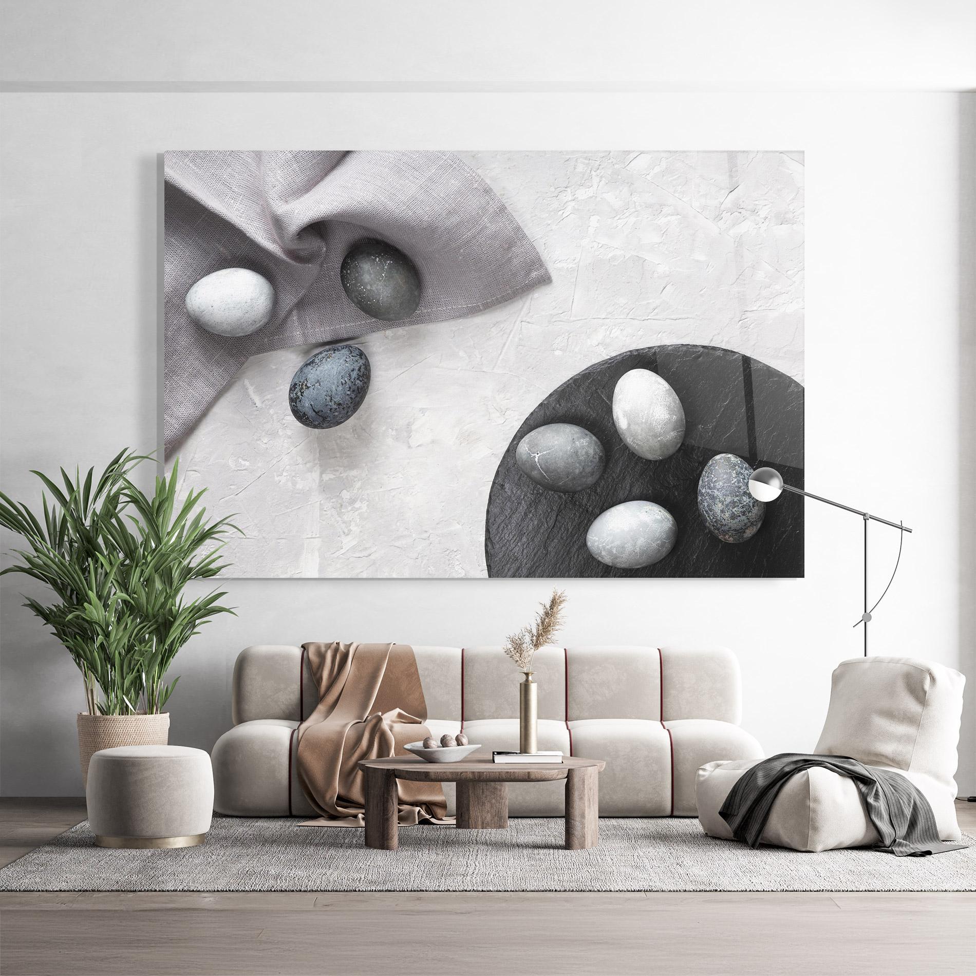 Glasbild Eggs Stone mockup 9