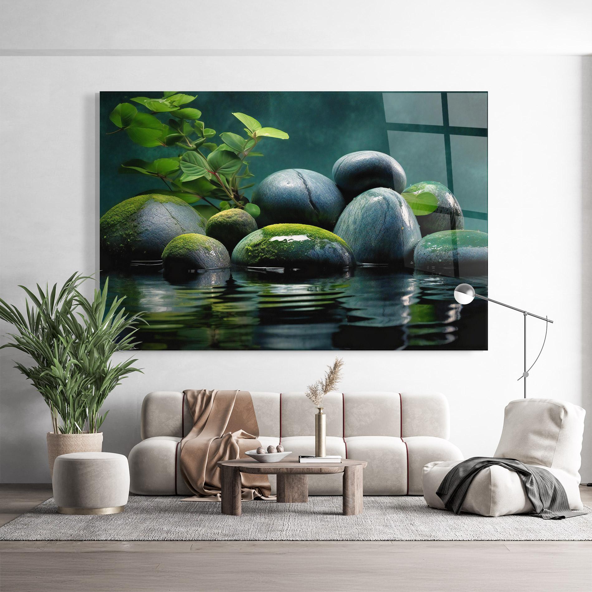 Glasbild Green Stone Nature mockup 9