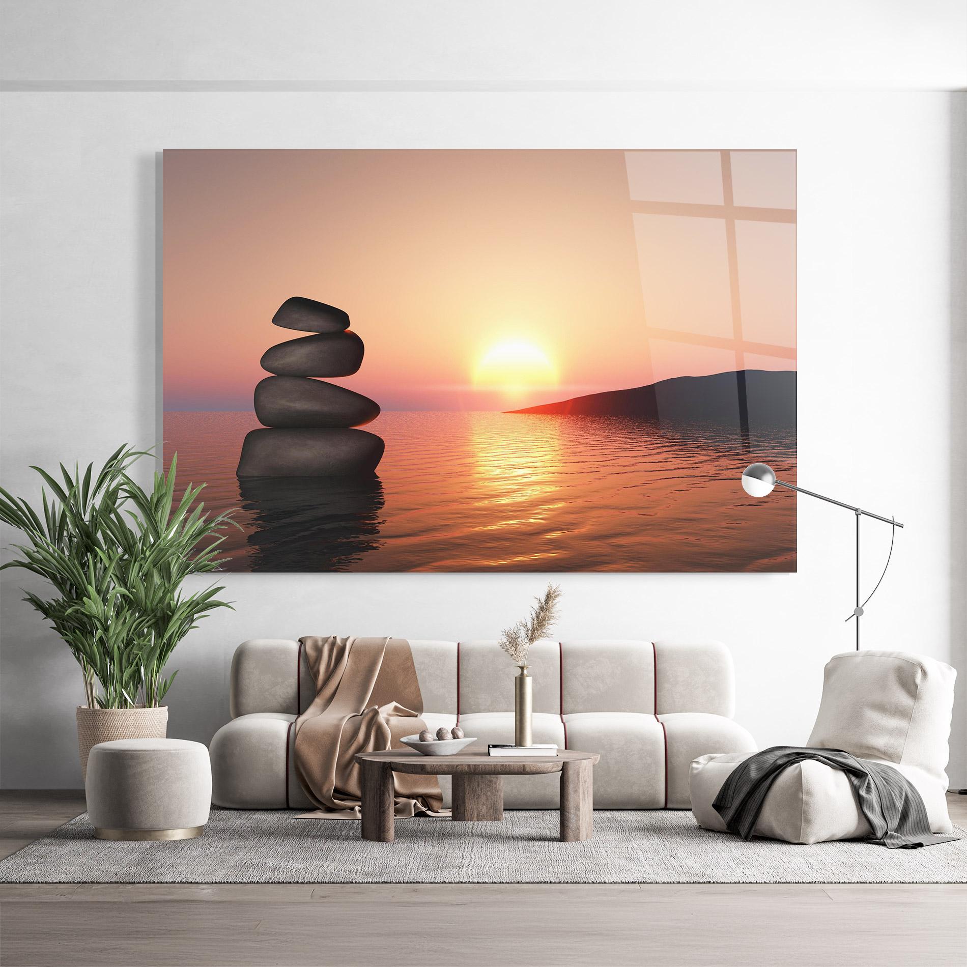 Glasbild Peace And Sunset mockup 9