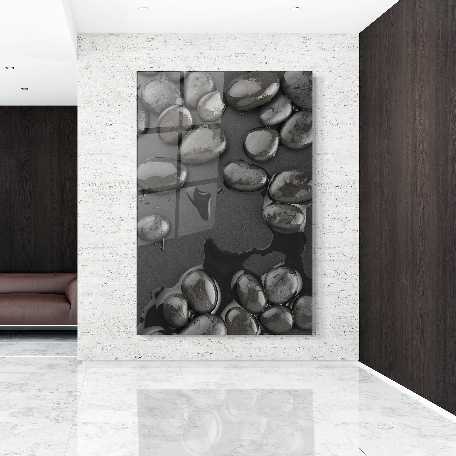 Glasbild Grey Shiny Stones mockup 9