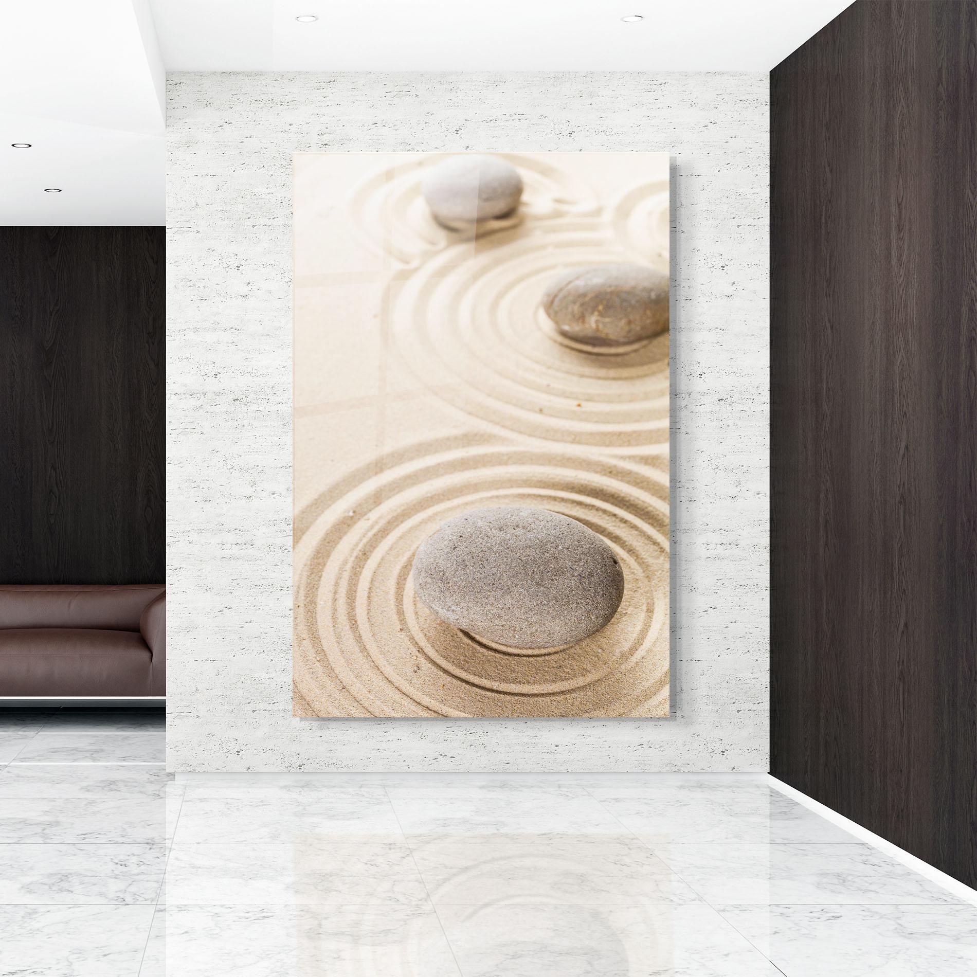 Glasbild Meditation Cream Stone mockup 9