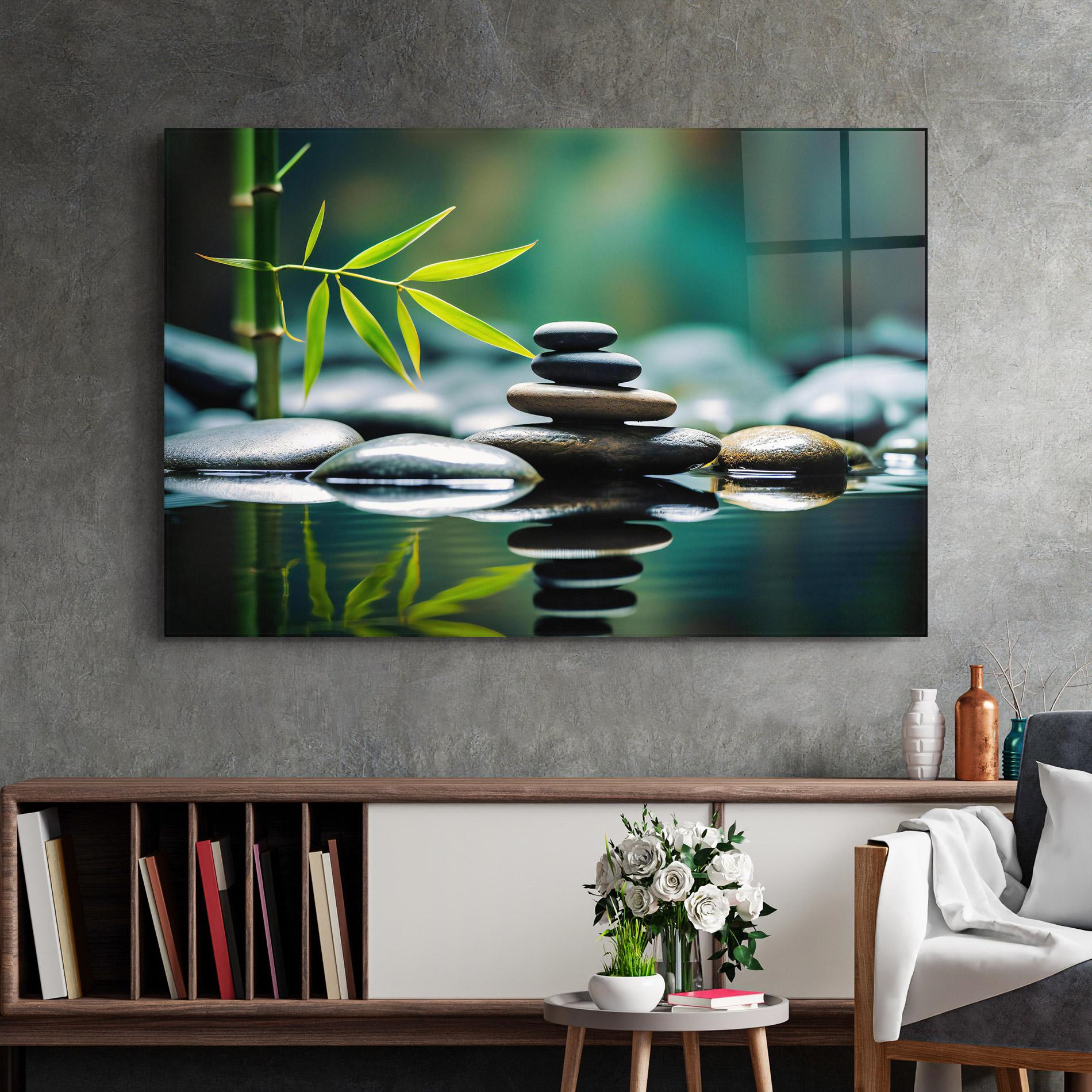 Glasbild Bamboo Stones mockup 2