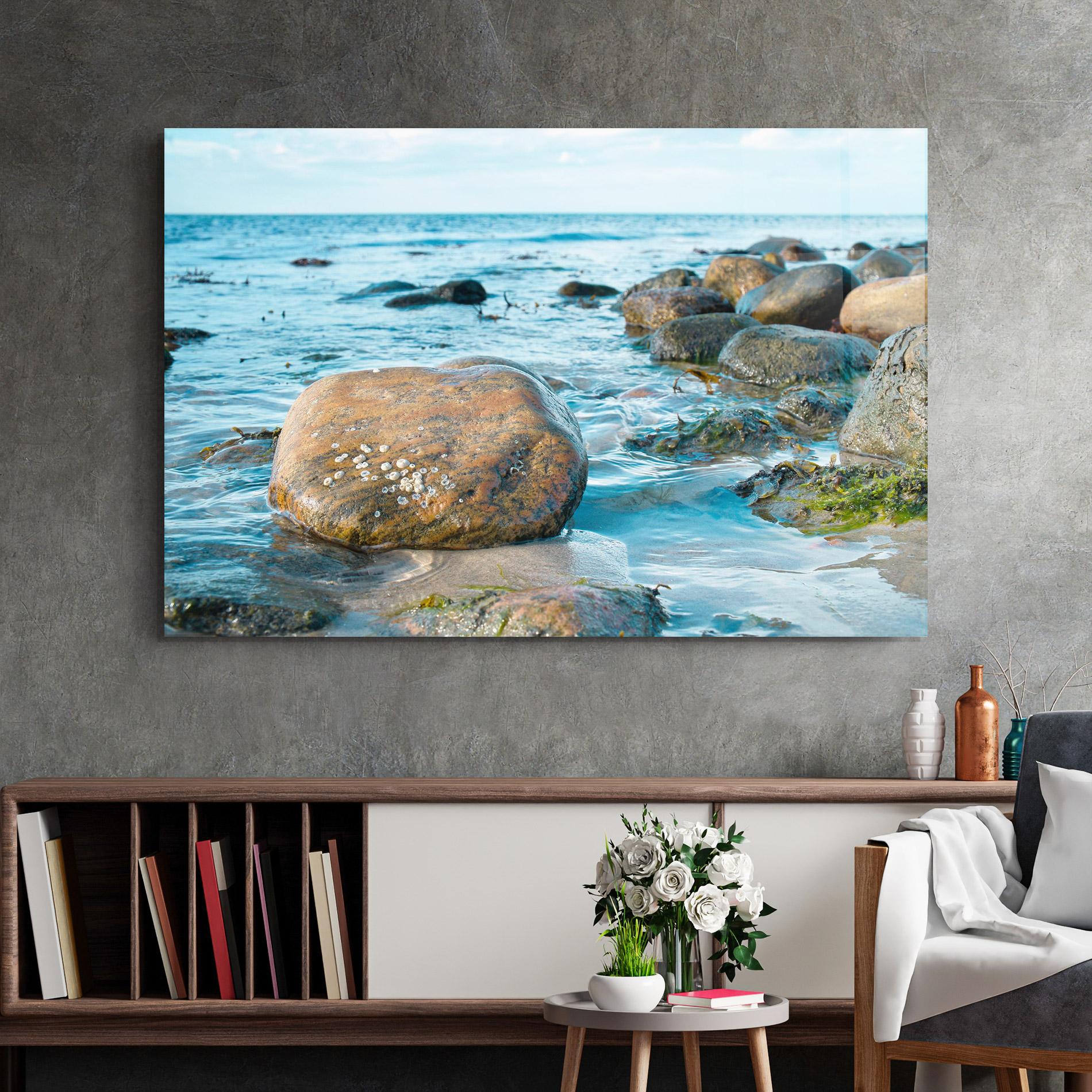 Glasbild Beach Stones mockup 2