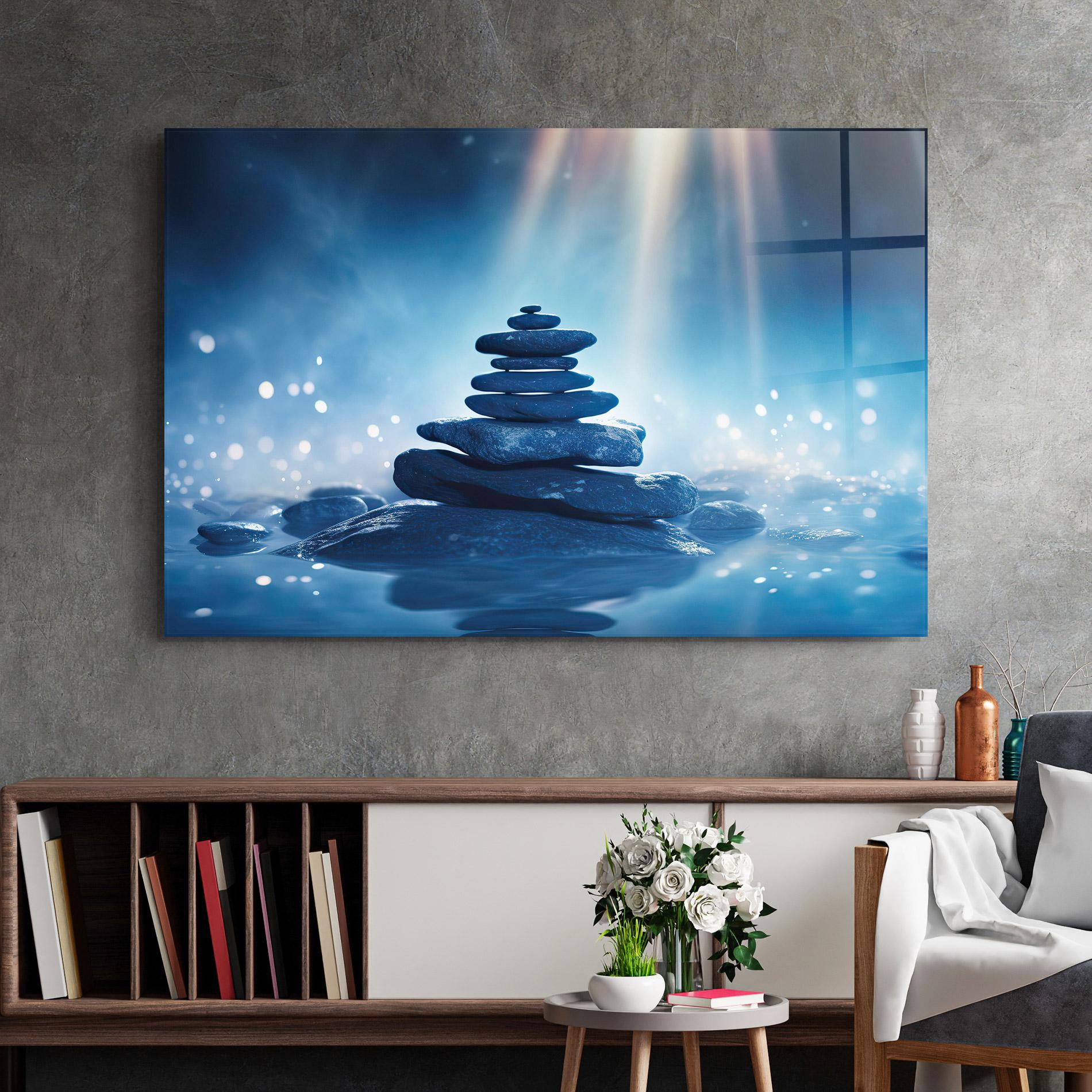 Glasbild Blue Light Stone mockup 2