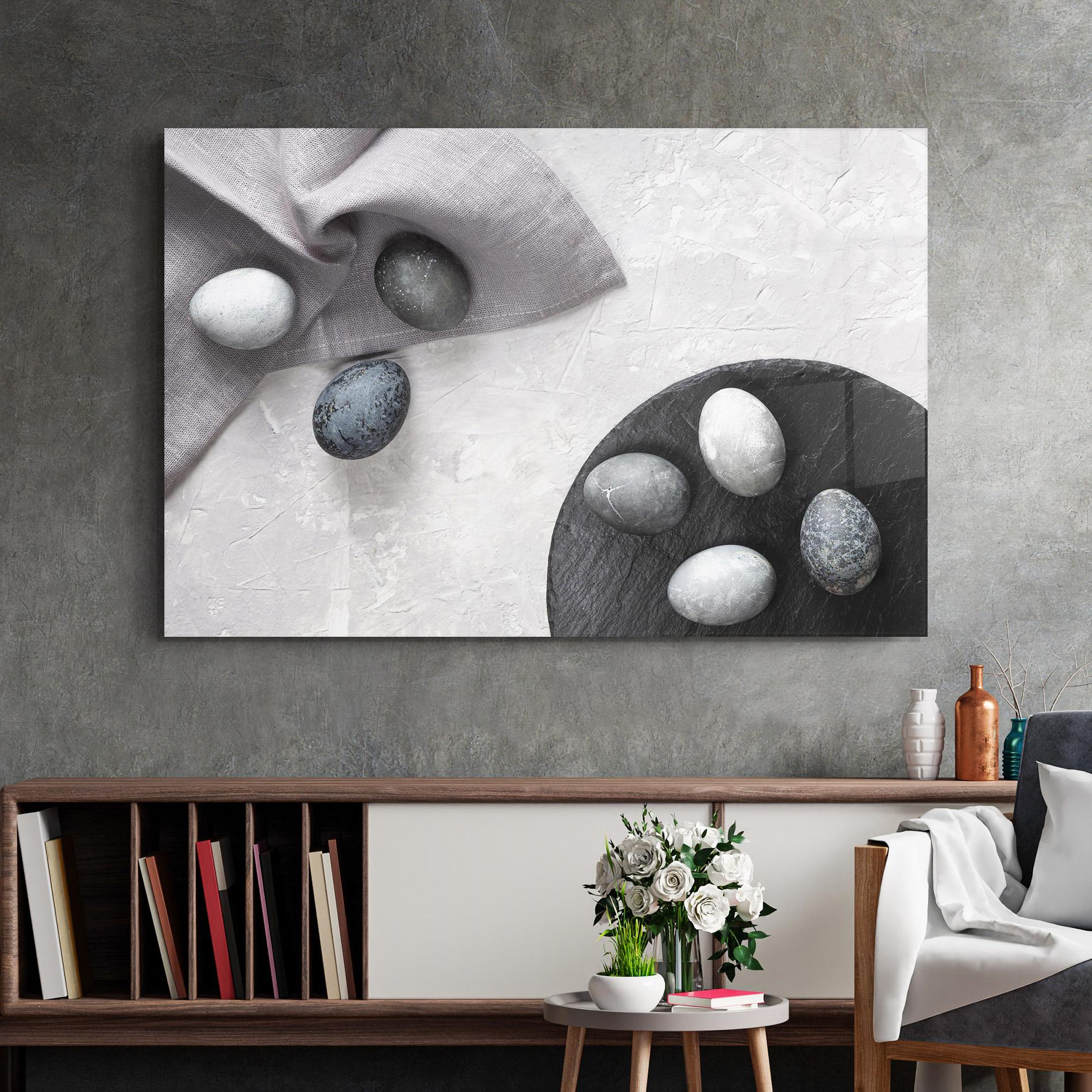 Glasbild Eggs Stone mockup 2