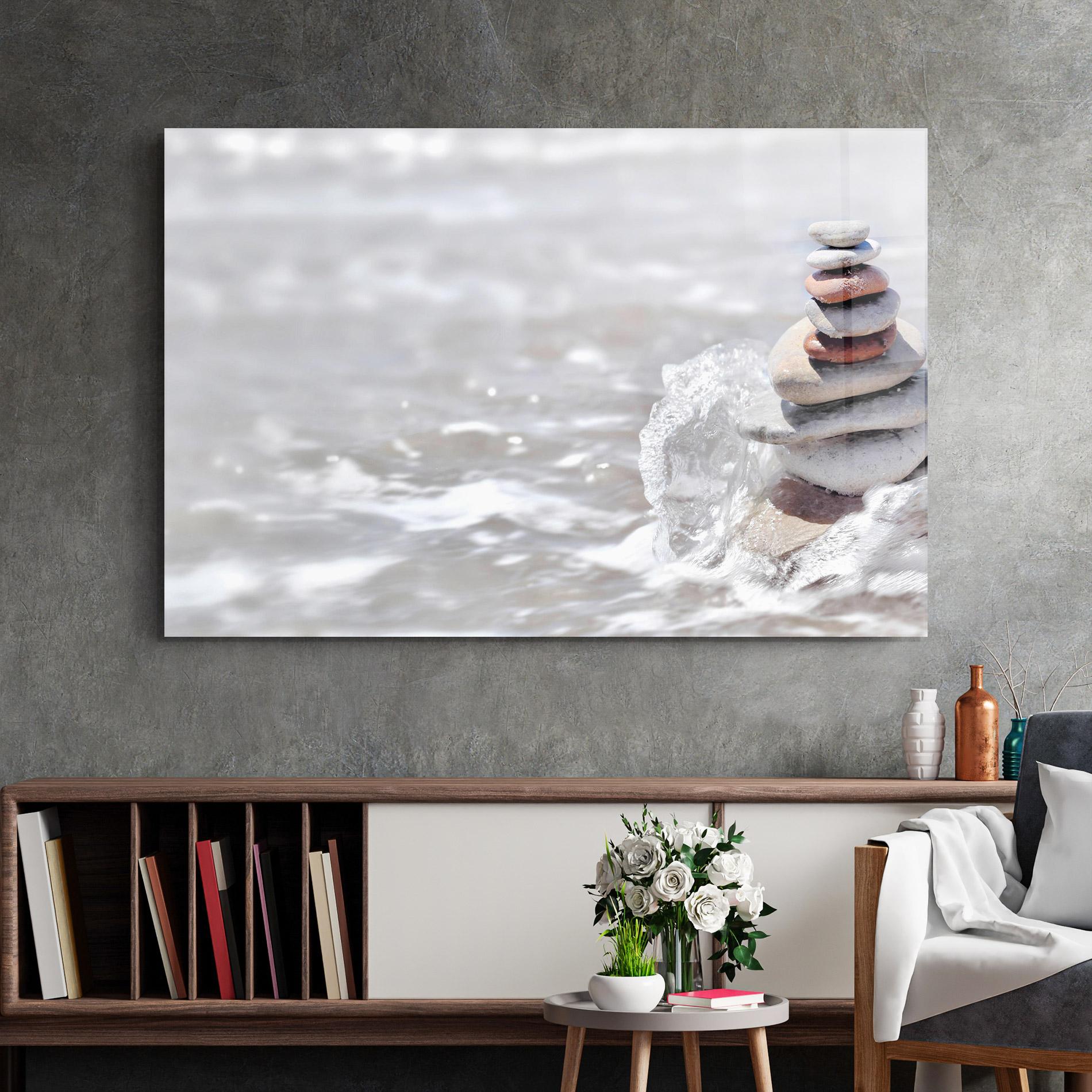 Glasbild Pebbles Balance Sea mockup 2