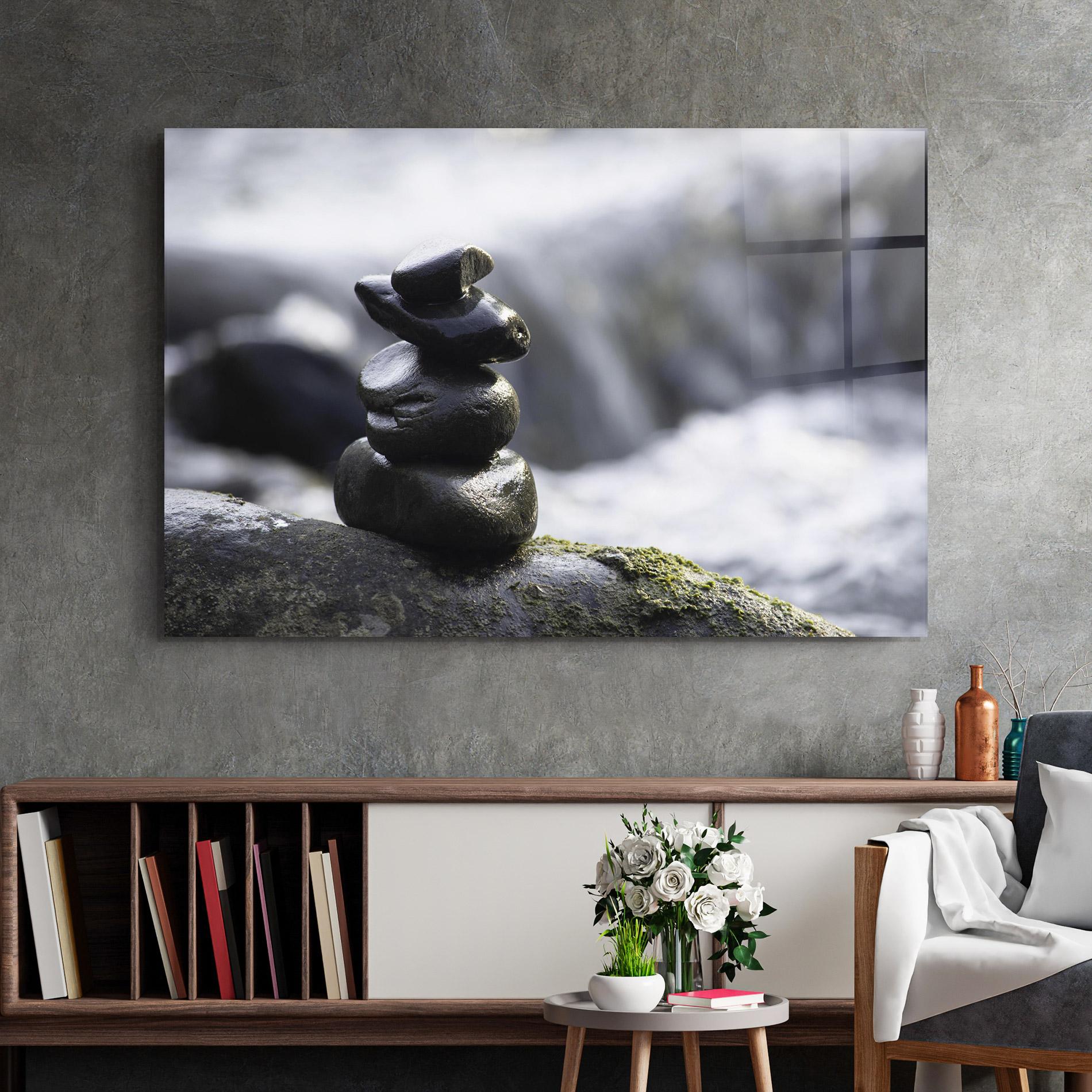 Glasbild Stones Water Flow mockup 2