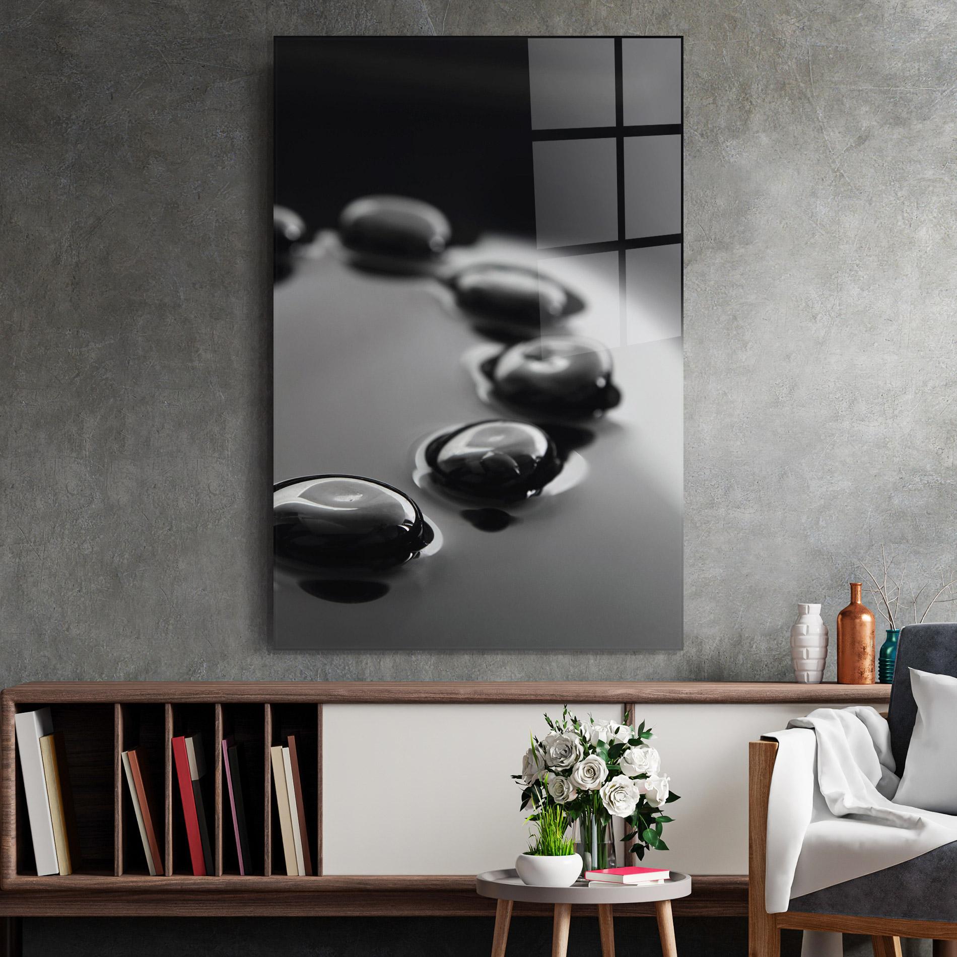 Glasbild Black Small Stones mockup 2