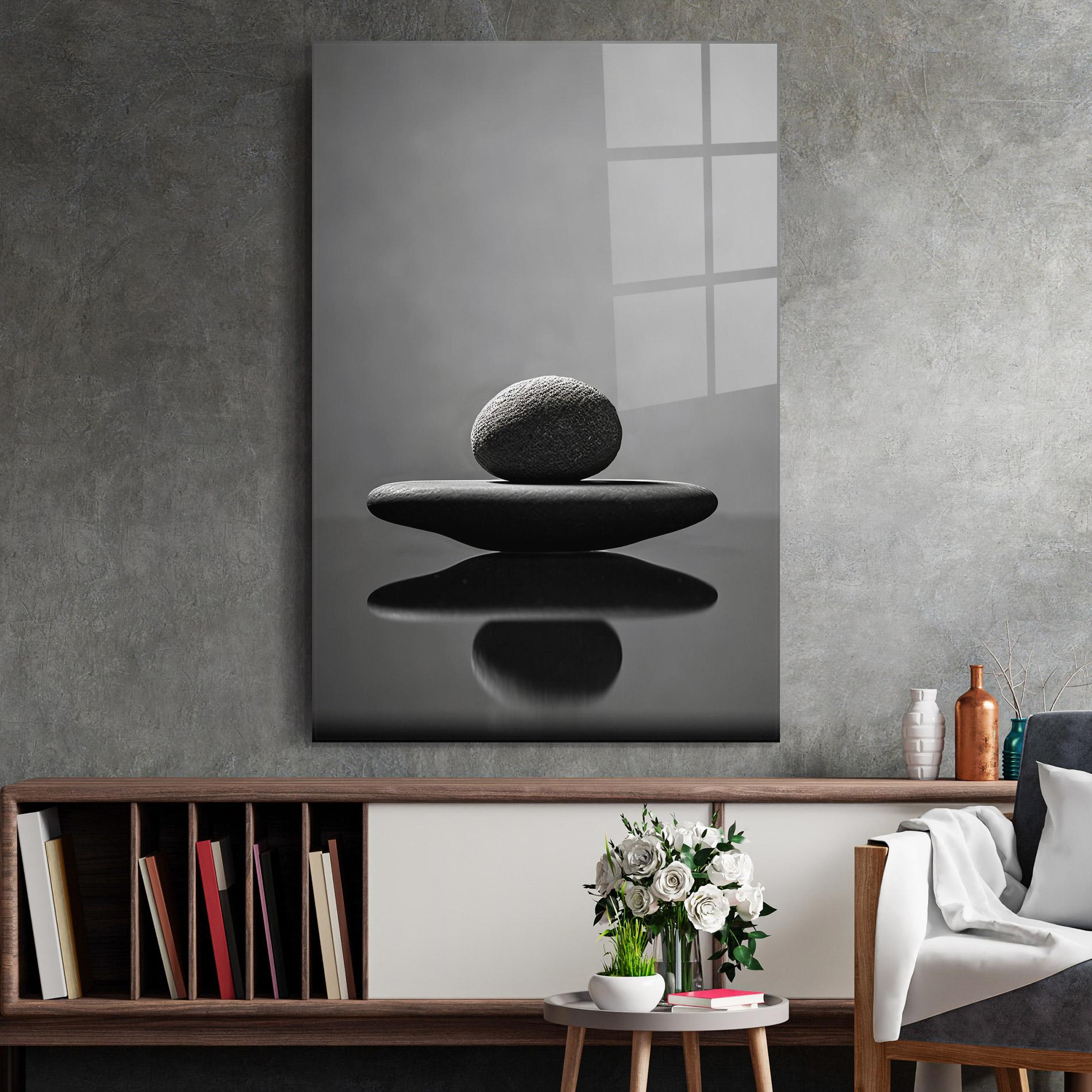 Glasbild Minimalistic Zen Stone mockup 2