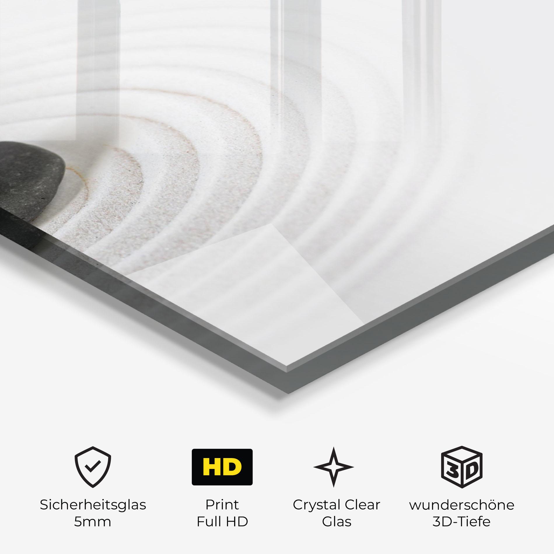 Glasbild Black Stones Sand mockup 3