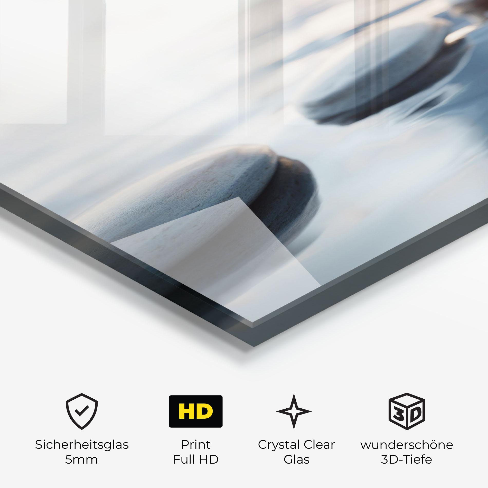 Glasbild Calm Water Stone mockup 3