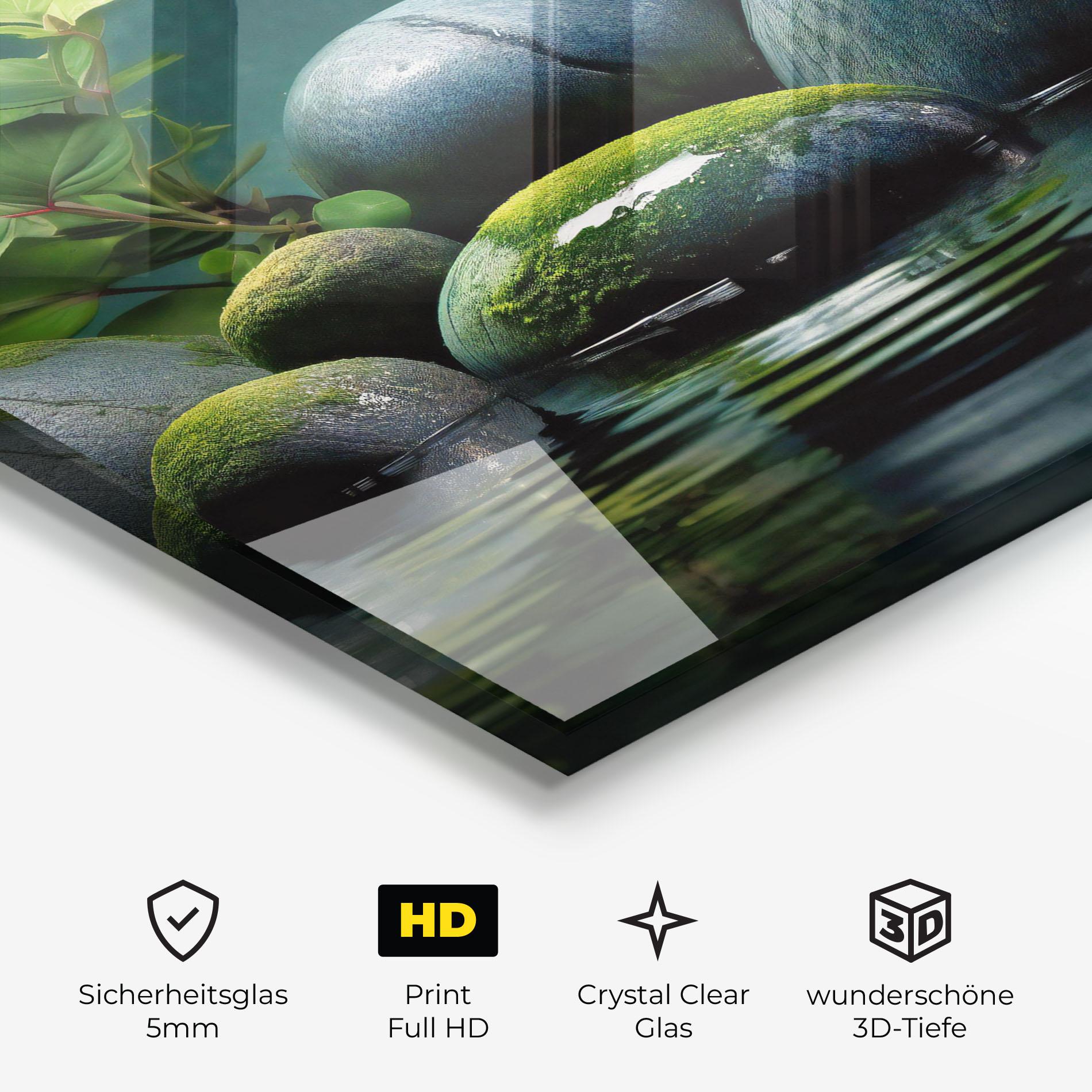 Glasbild Green Stone Nature mockup 3