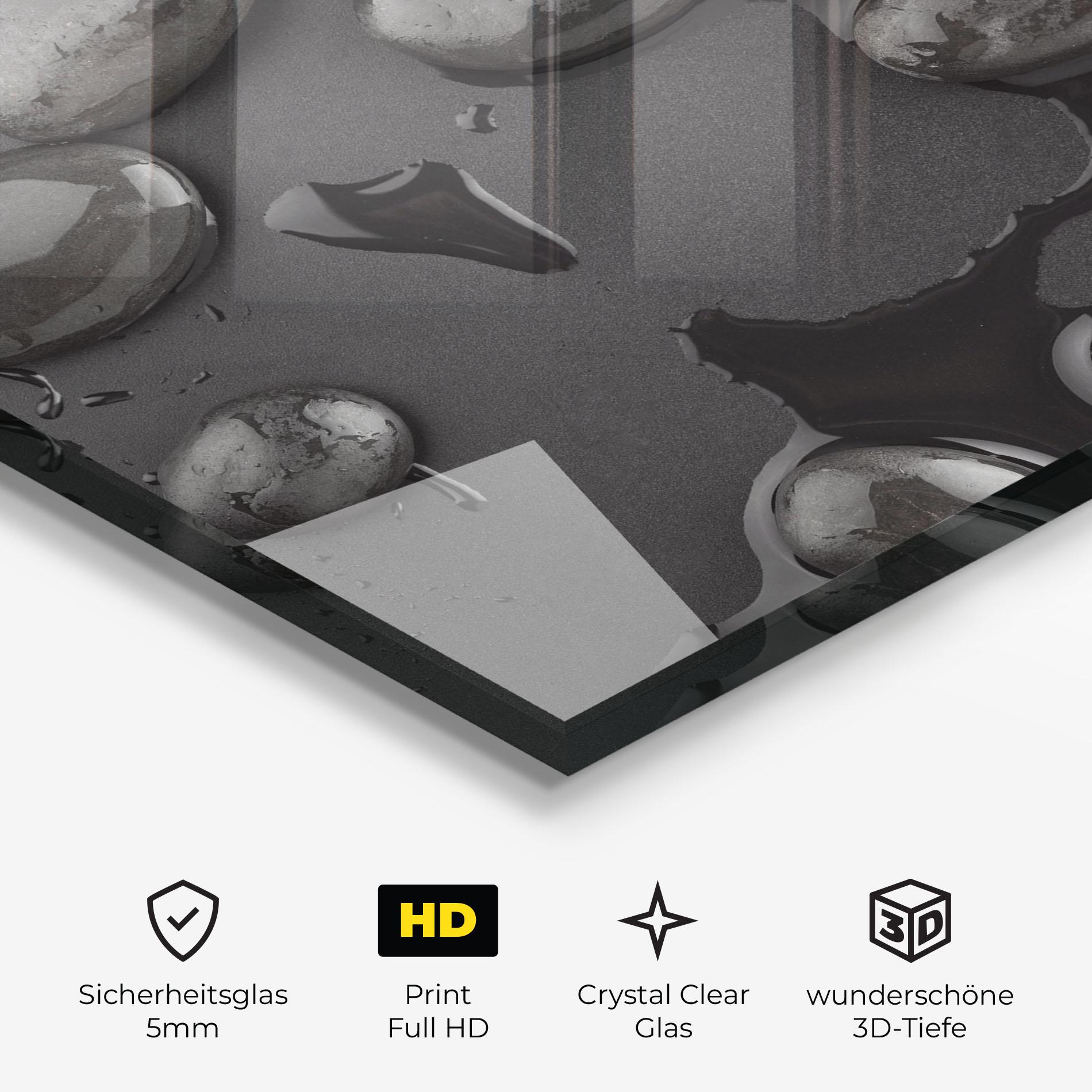 Glasbild Grey Shiny Stones mockup 3